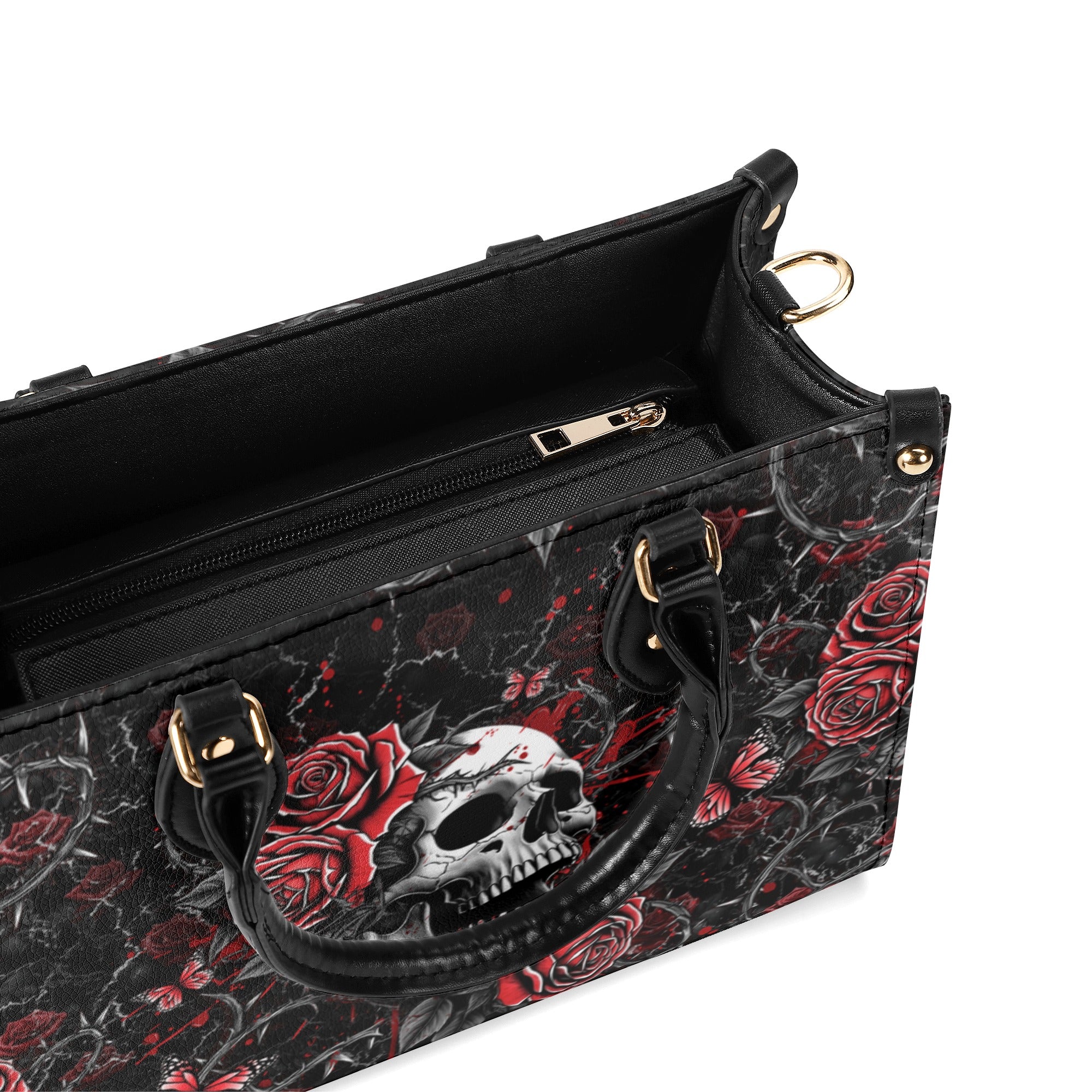 SKULL ROSES LEATHER HANDBAG - YHHG1811244