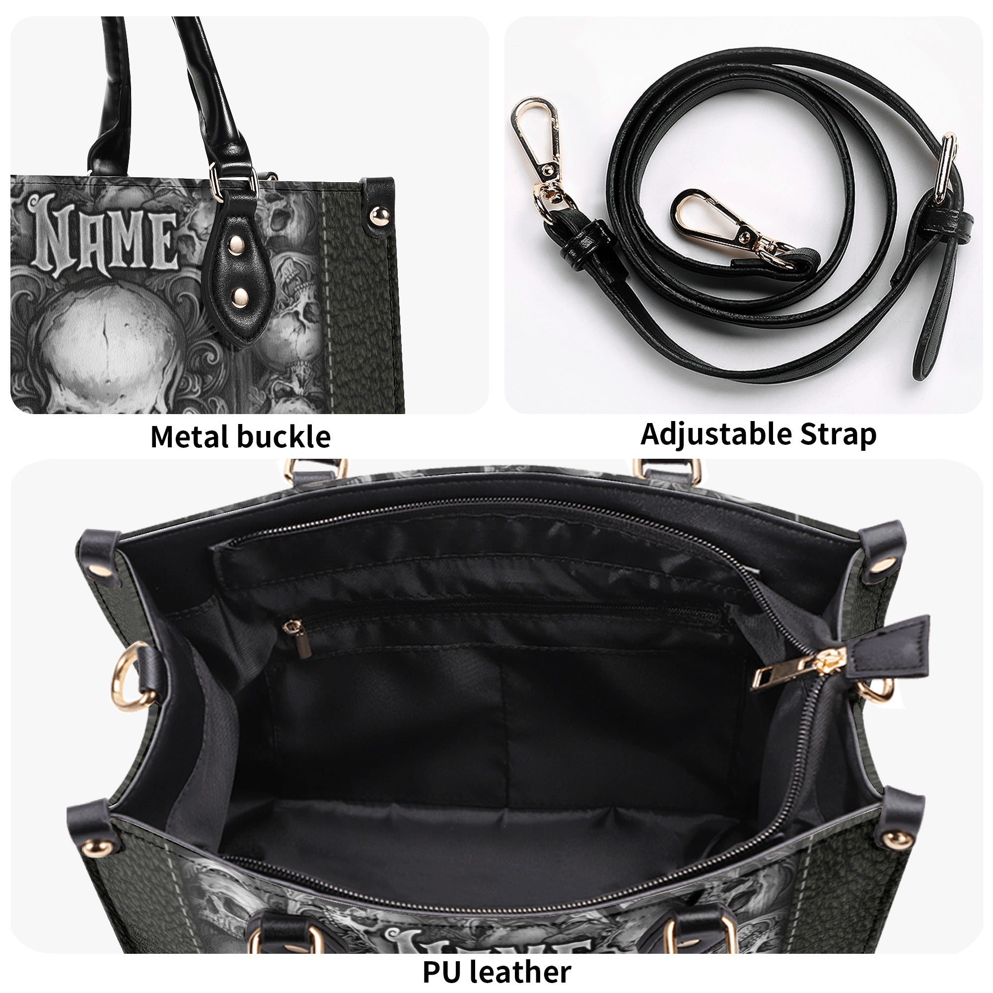 SKULL ART LEATHER HANDBAG - TLNZ3010244