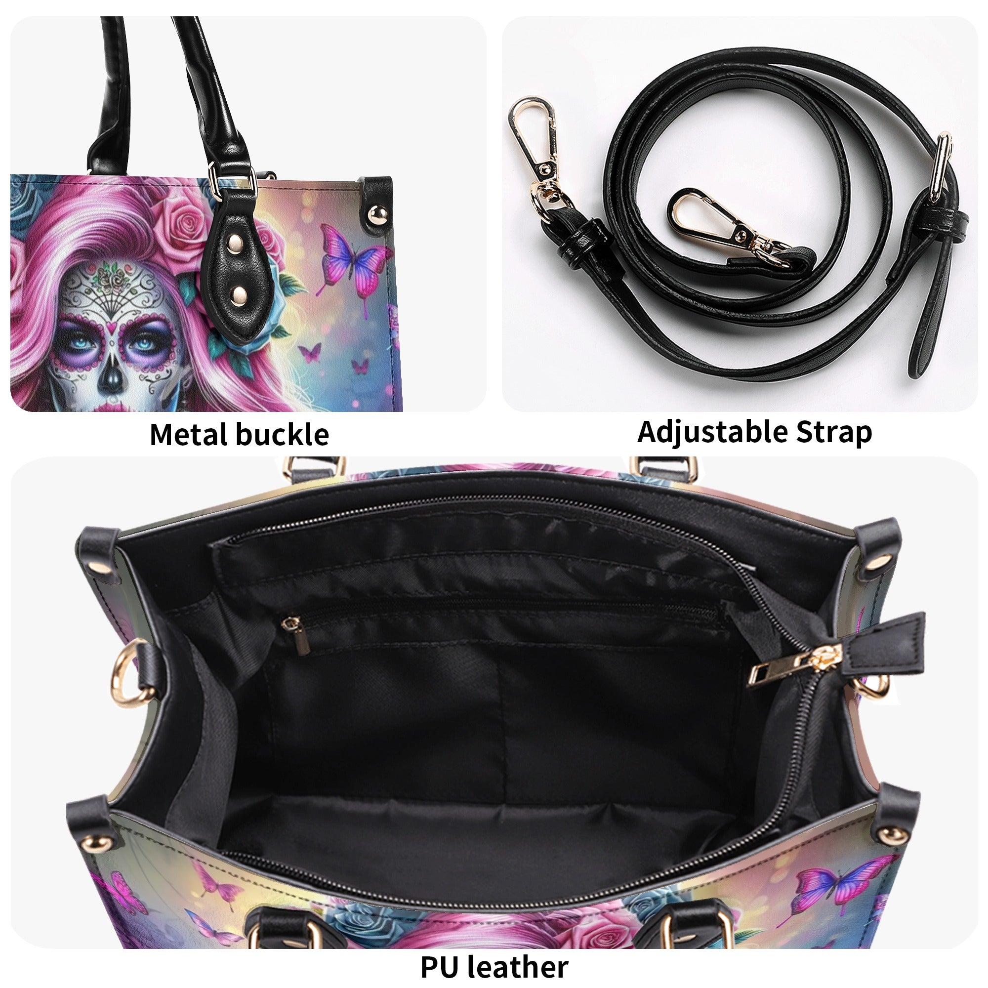 SUGAR SKULL WOMAN LEATHER HANDBAG - YHLN1411244