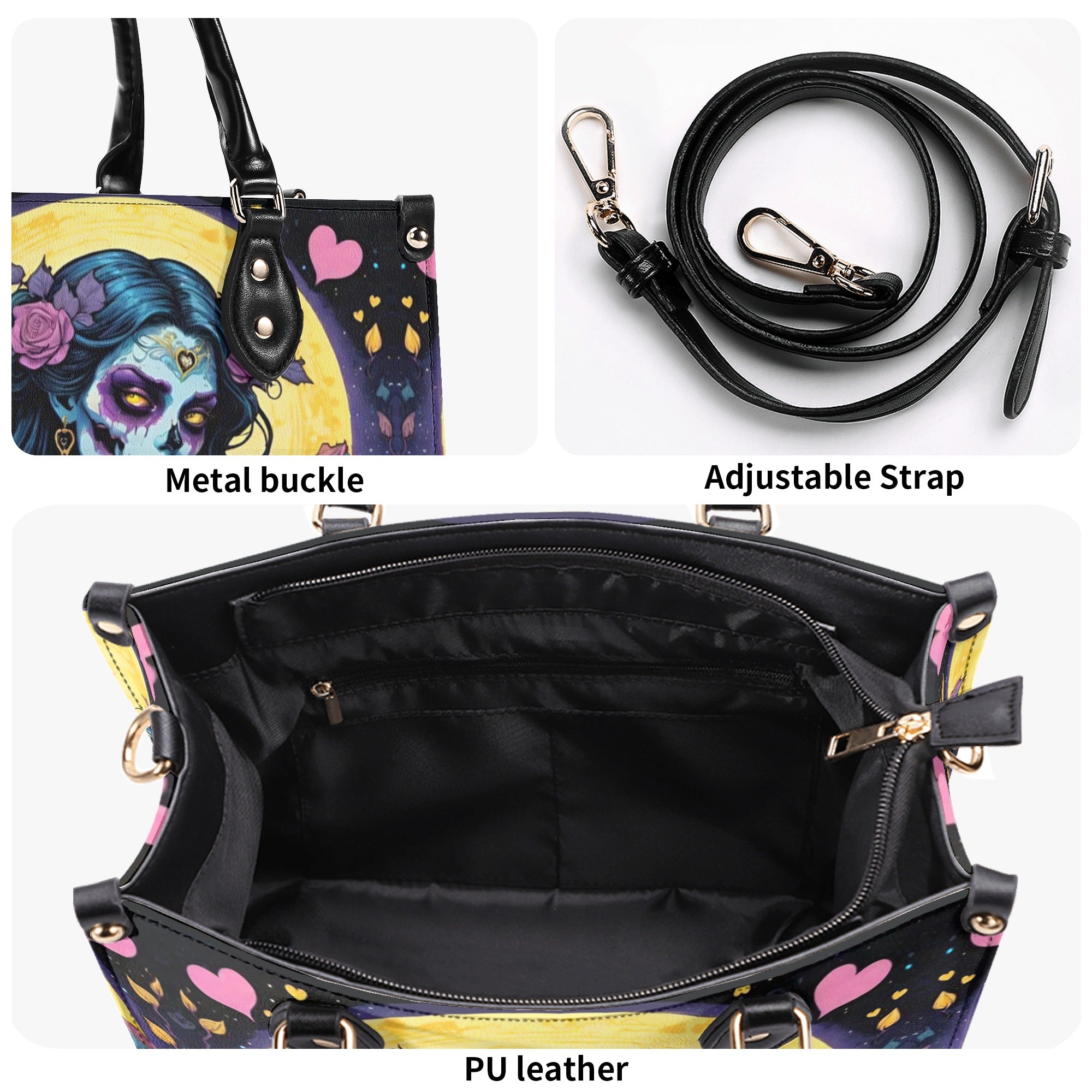 SUGAR SKULL LADY LEATHER HANDBAG - YHLT2012244