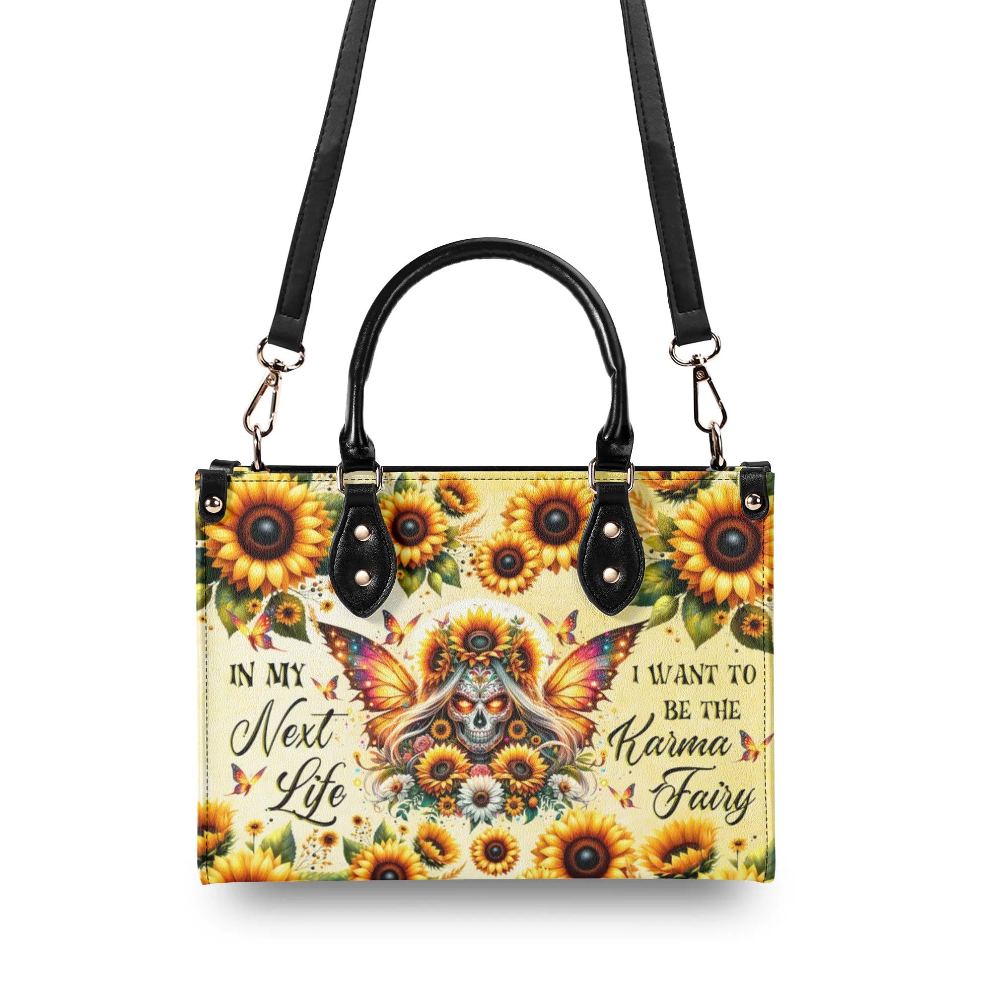 KARMA FAIRY SUGAR SKULL SUNFLOWER LEATHER HANDBAG - TLTR2106244