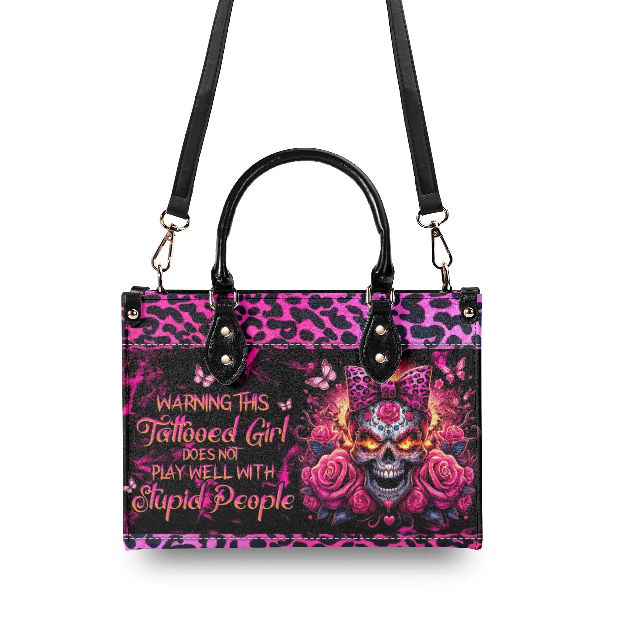 WARNING THIS TATTOOED GIRL LEATHER HANDBAG - TLNZ2805244