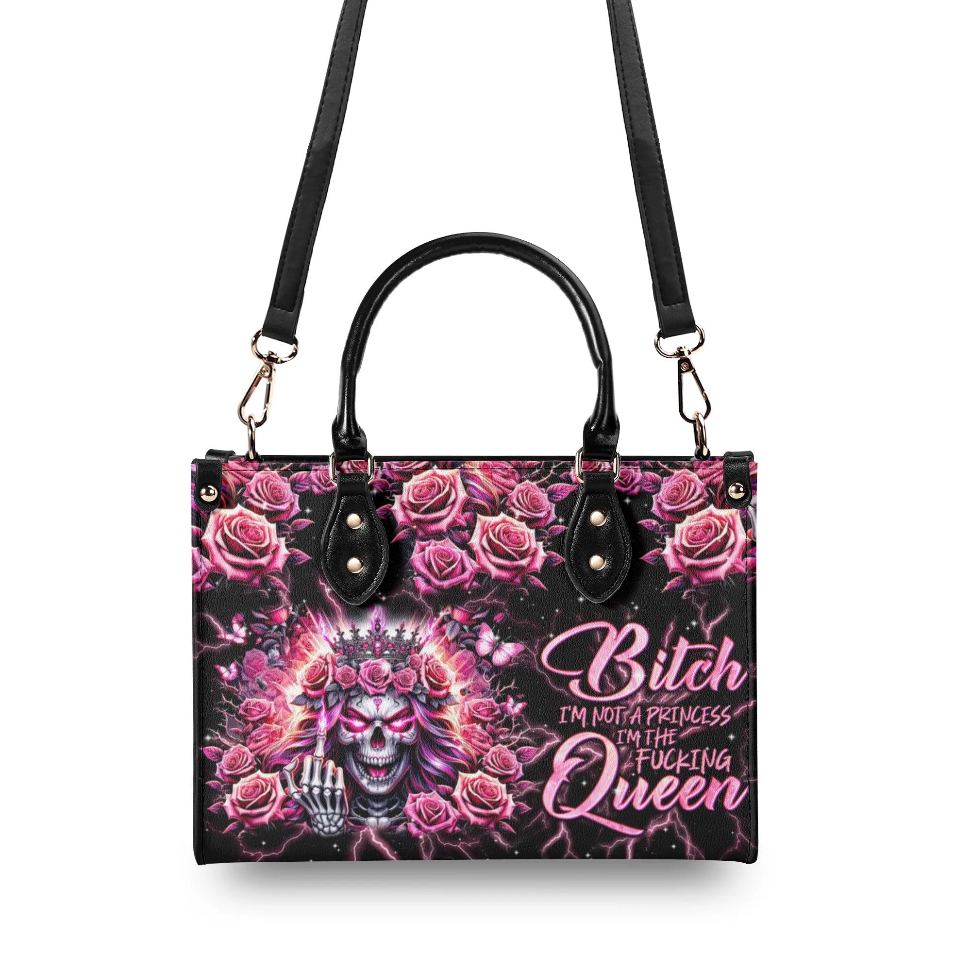 I'M THE FKING QUEEN SKULL LEATHER HANDBAG - TLNT1706244