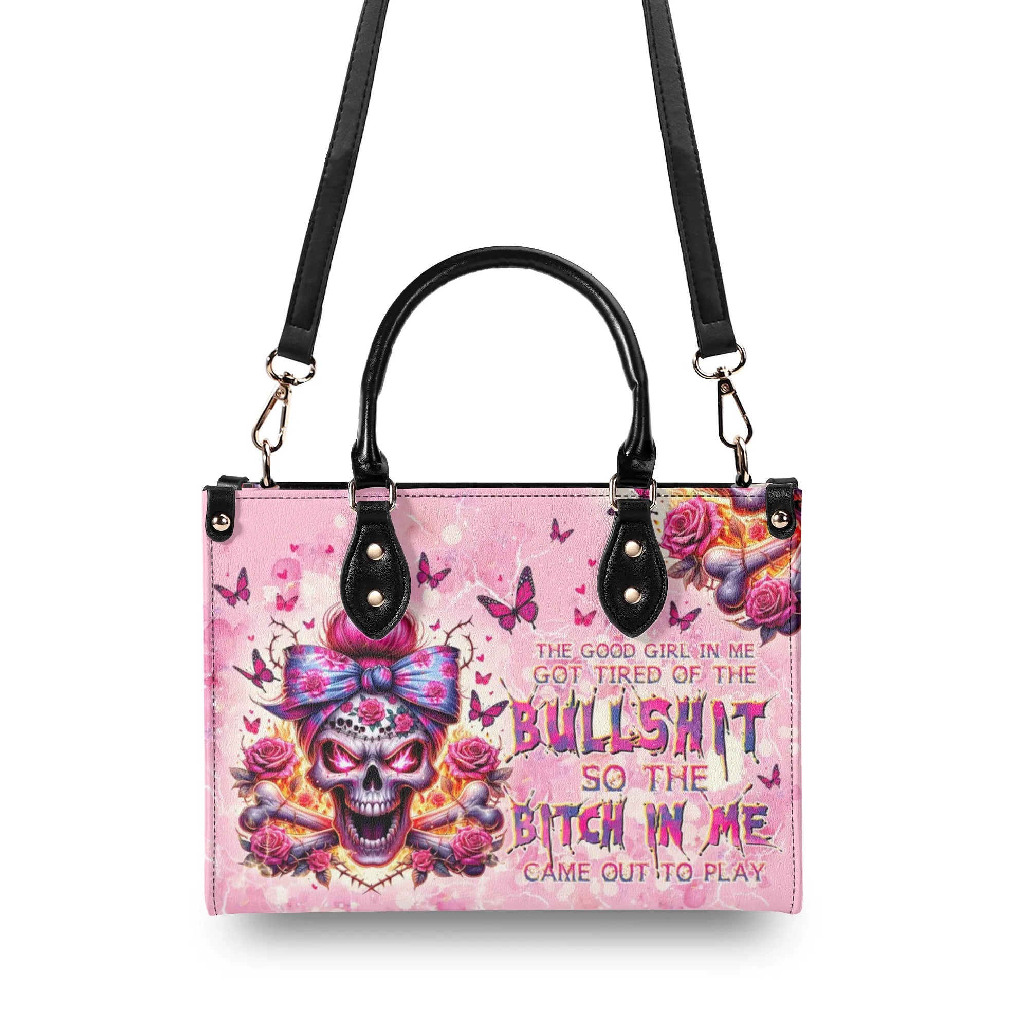 THE GOOD GIRL IN ME MESSY BUN SKULL LEATHER HANDBAG - TLTW0606246