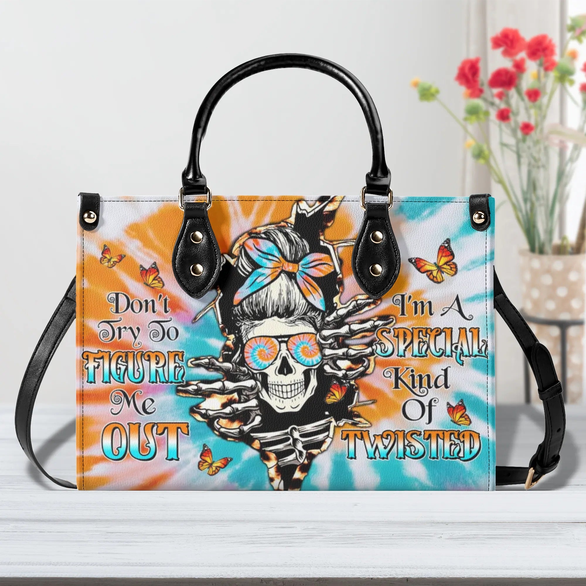 DON'T TRY TO FIGURE ME OUT TIE DYE MESSY BUN LEATHER HANDBAG - TLTW1307241