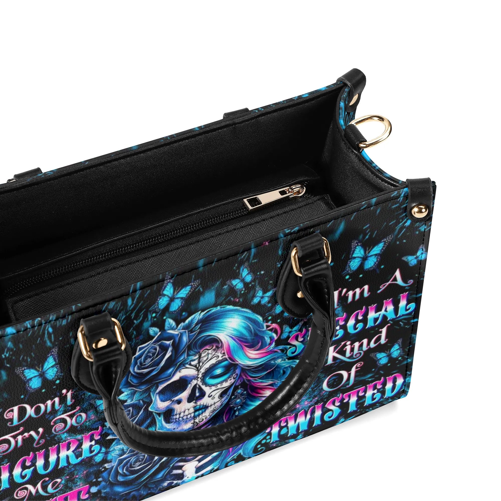 DON'T TRY TO FIGURE ME OUT SKULL LADY LEATHER HANDBAG - TLTW1008242