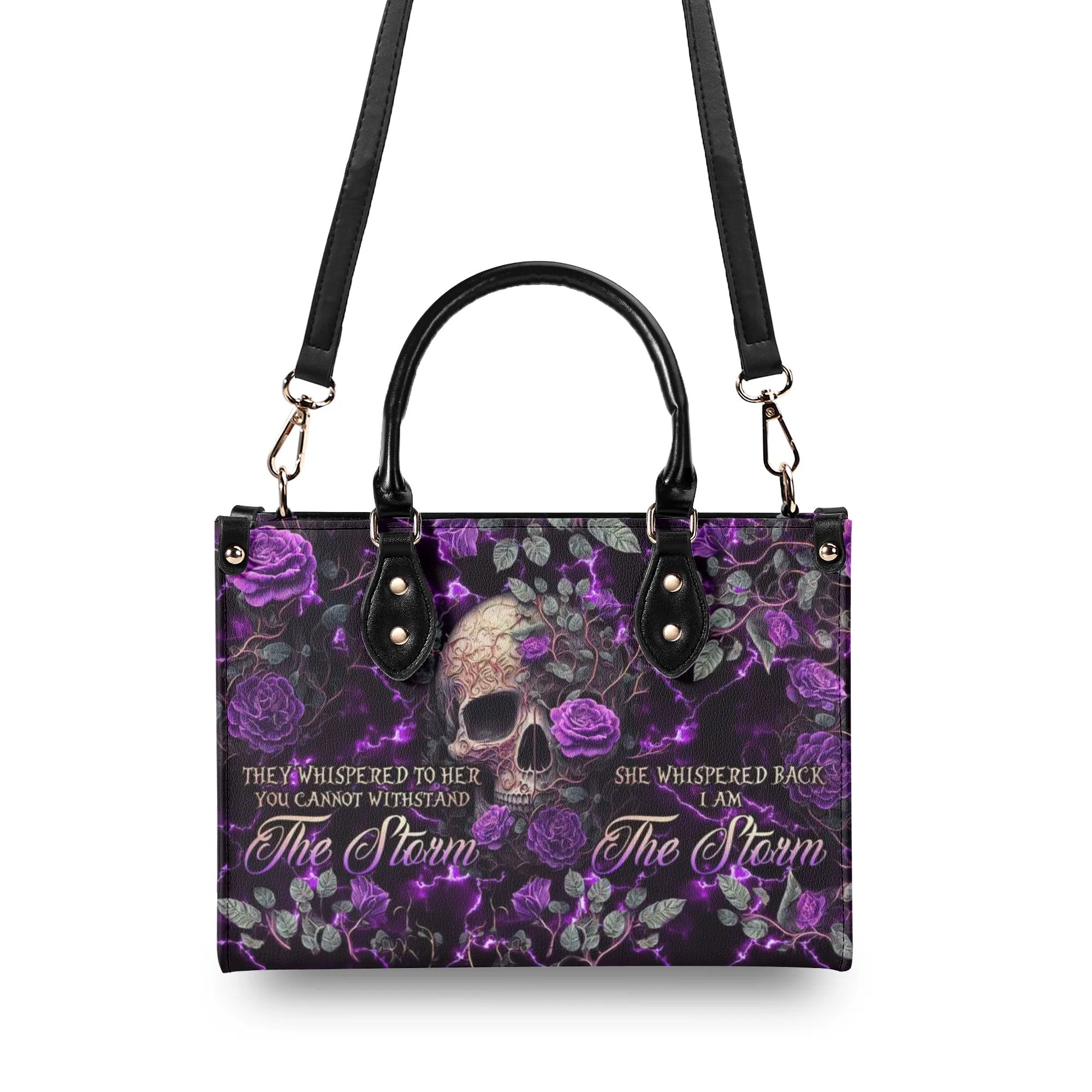 I AM THE STORM ROSE SKULL LEATHER HANDBAG - TLNO0606242