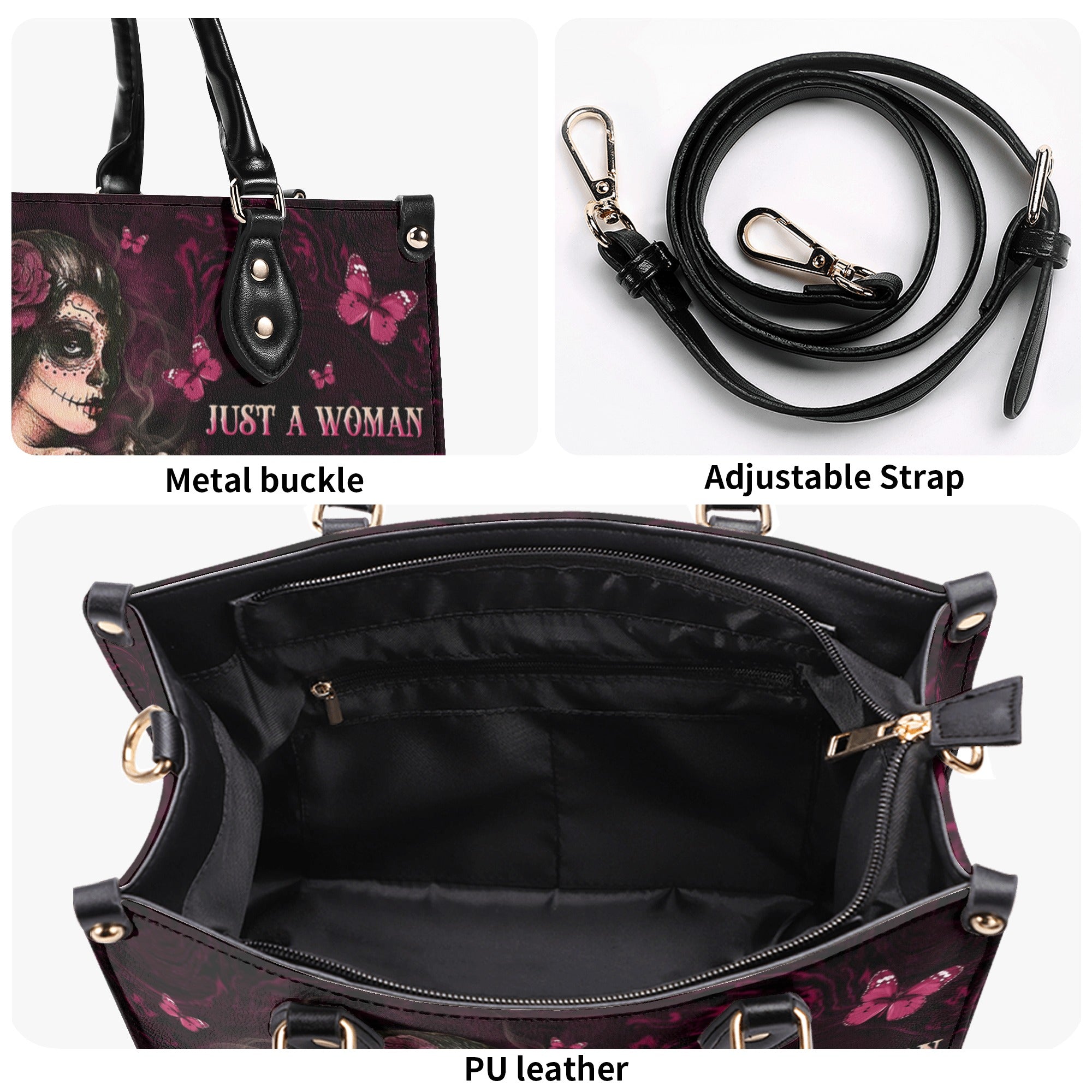 JUST A WOMAN WHO LOVES SKULLS LEATHER HANDBAG - YHLN1410244