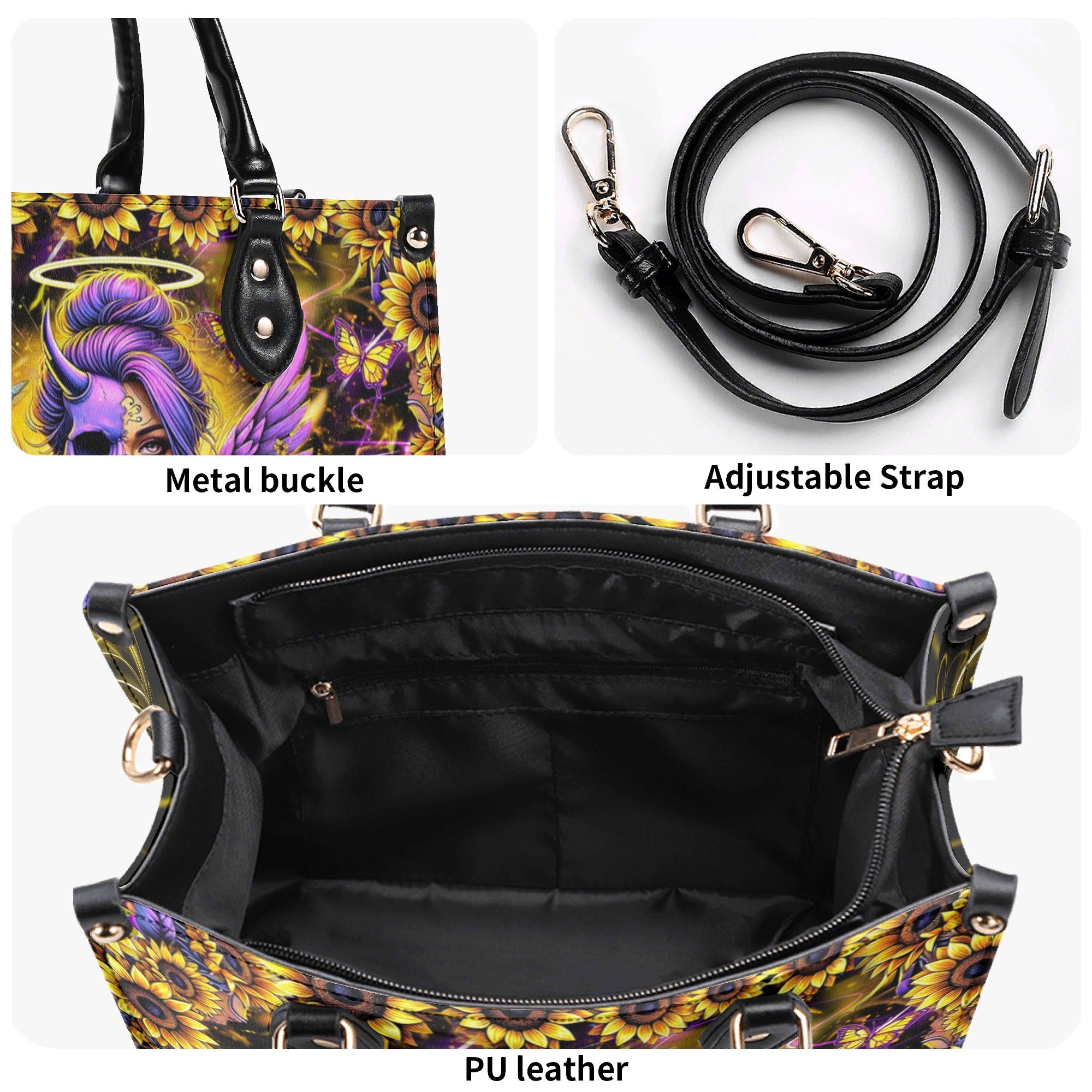 SKULL LADY SUNFLOWER LEATHER HANDBAG - YHLT3112244