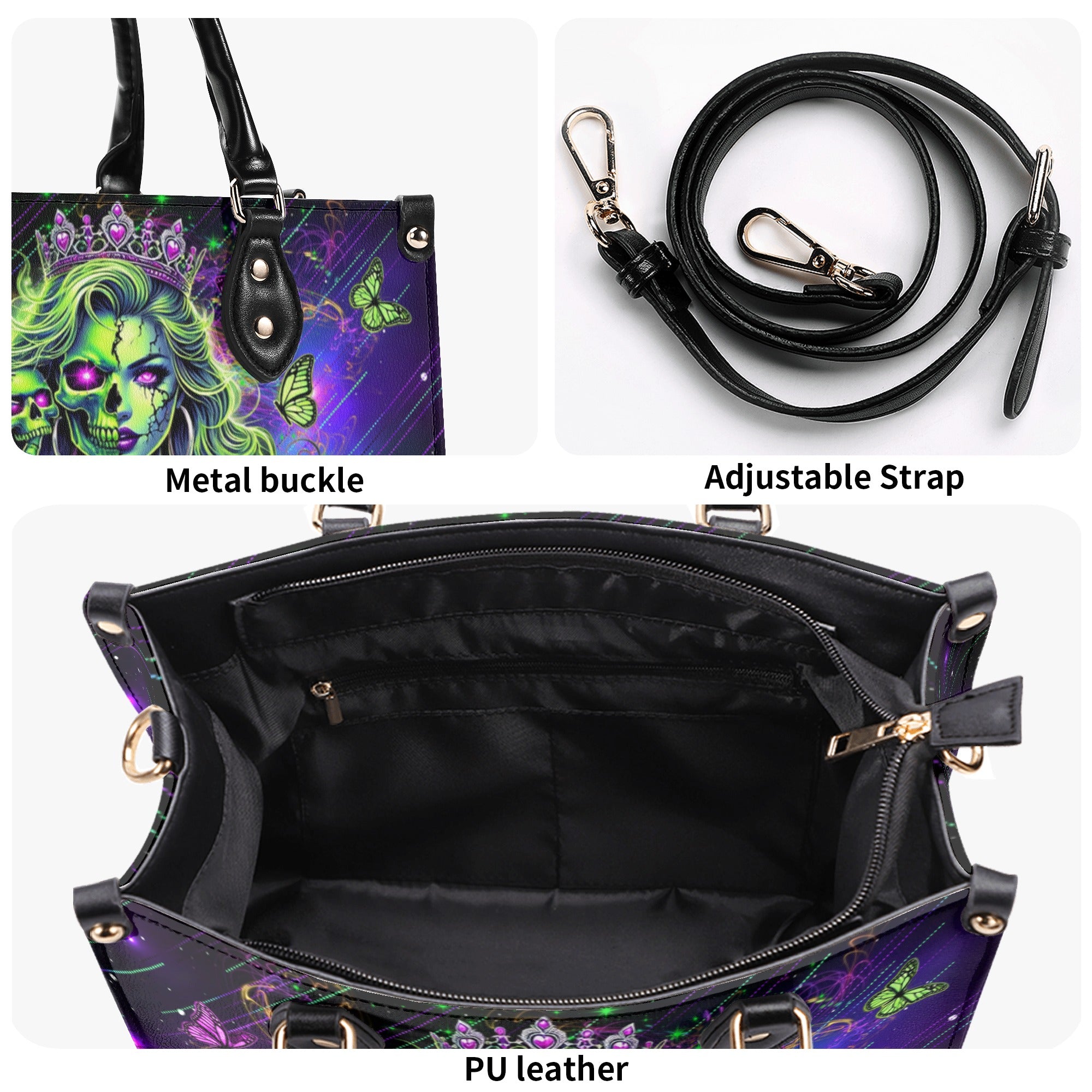 SKULL LADY QUEEN LEATHER HANDBAG - YHLN2312244