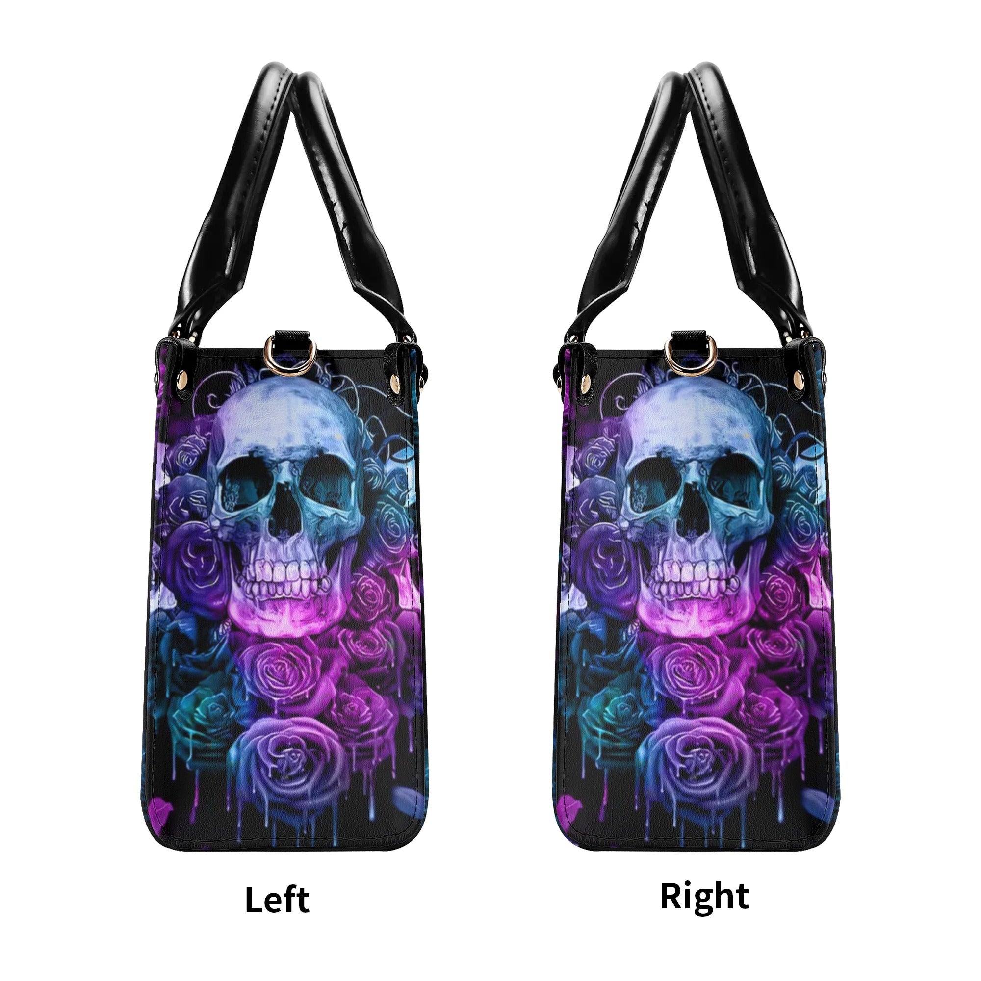 THREE SKULLS ROSE LEATHER HANDBAG - TLNZ2608243