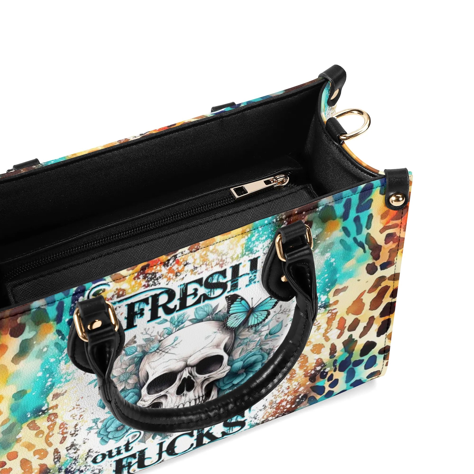 FRESH OUT OF F SKULL LEOPARD LEATHER HANDBAG - TLNZ1609243