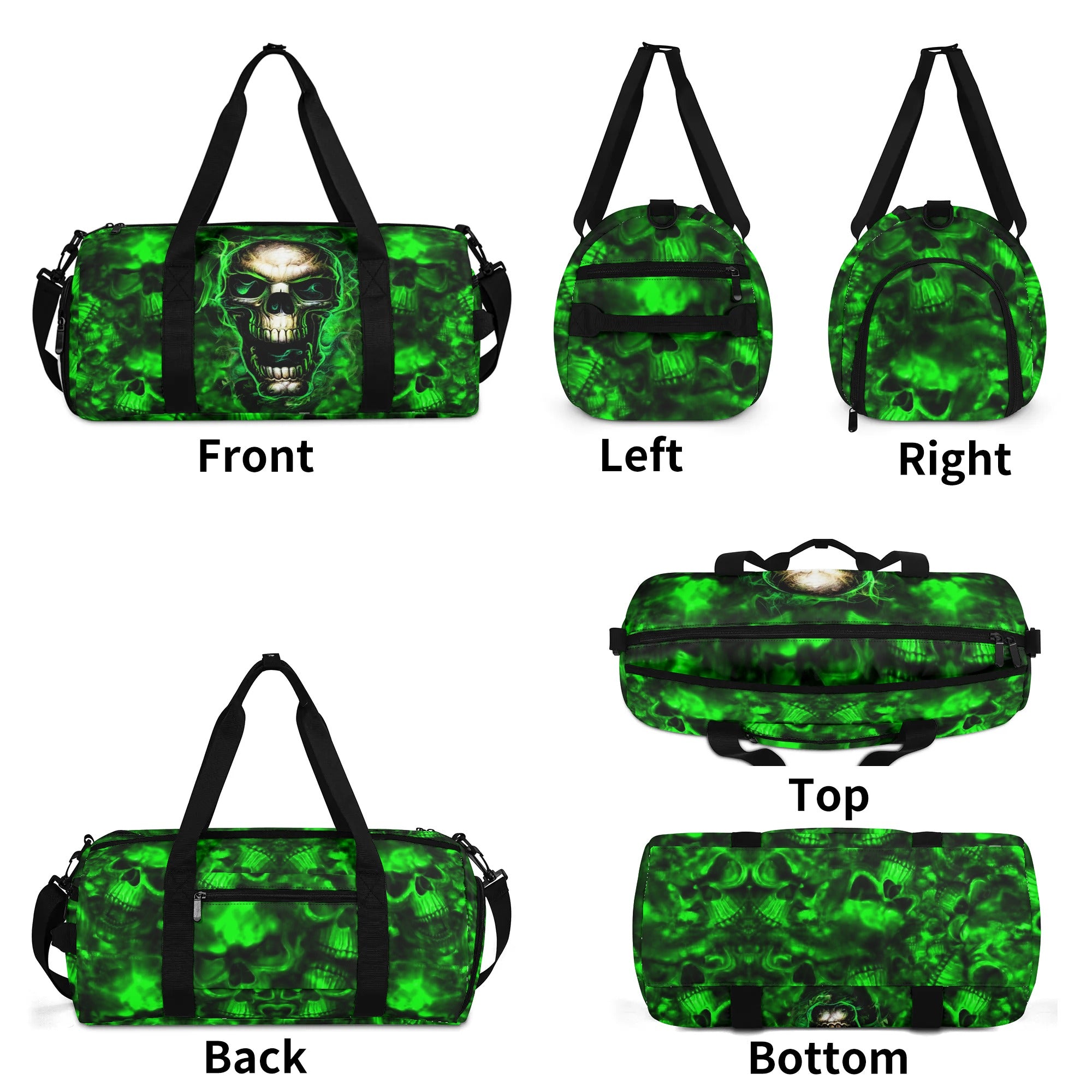 GREEN FIRE SKULL TRAVEL BAG - YHHN1208254