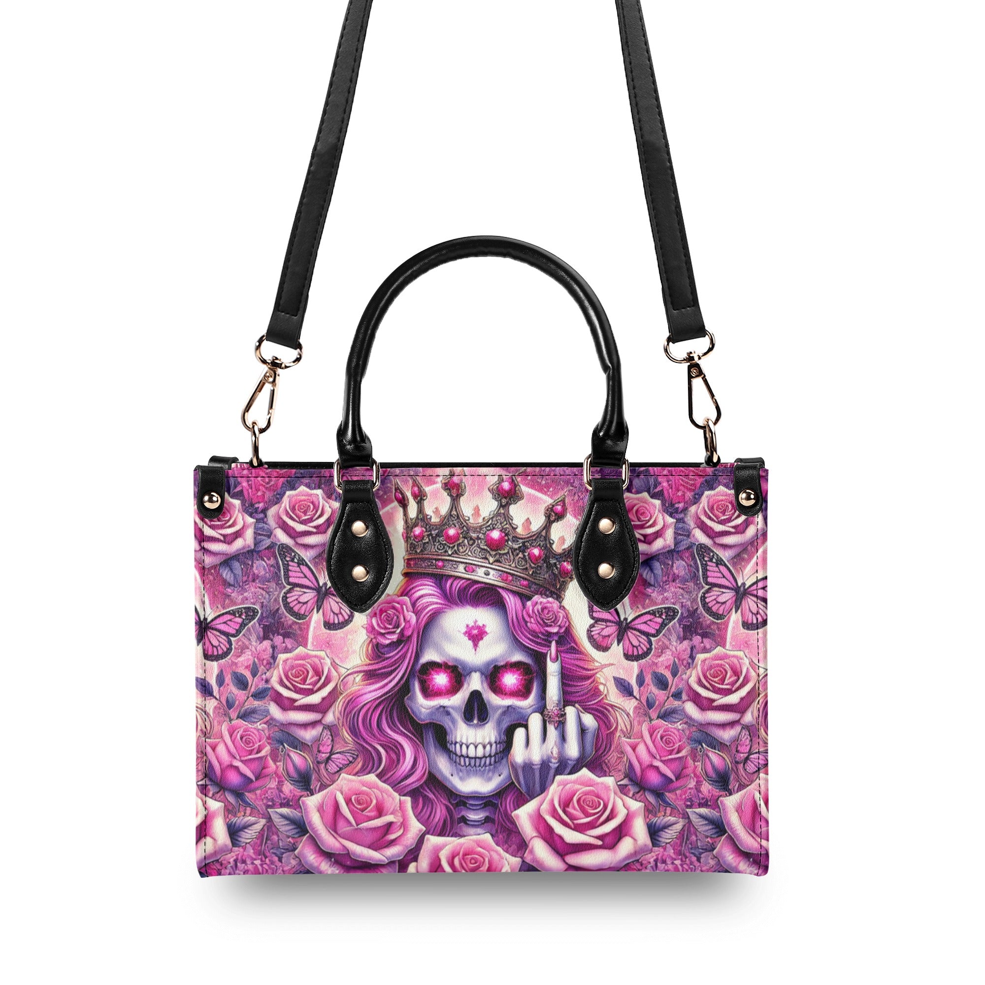 SKULL QUEEN ROSE LEATHER HANDBAG   - TLHG1211243