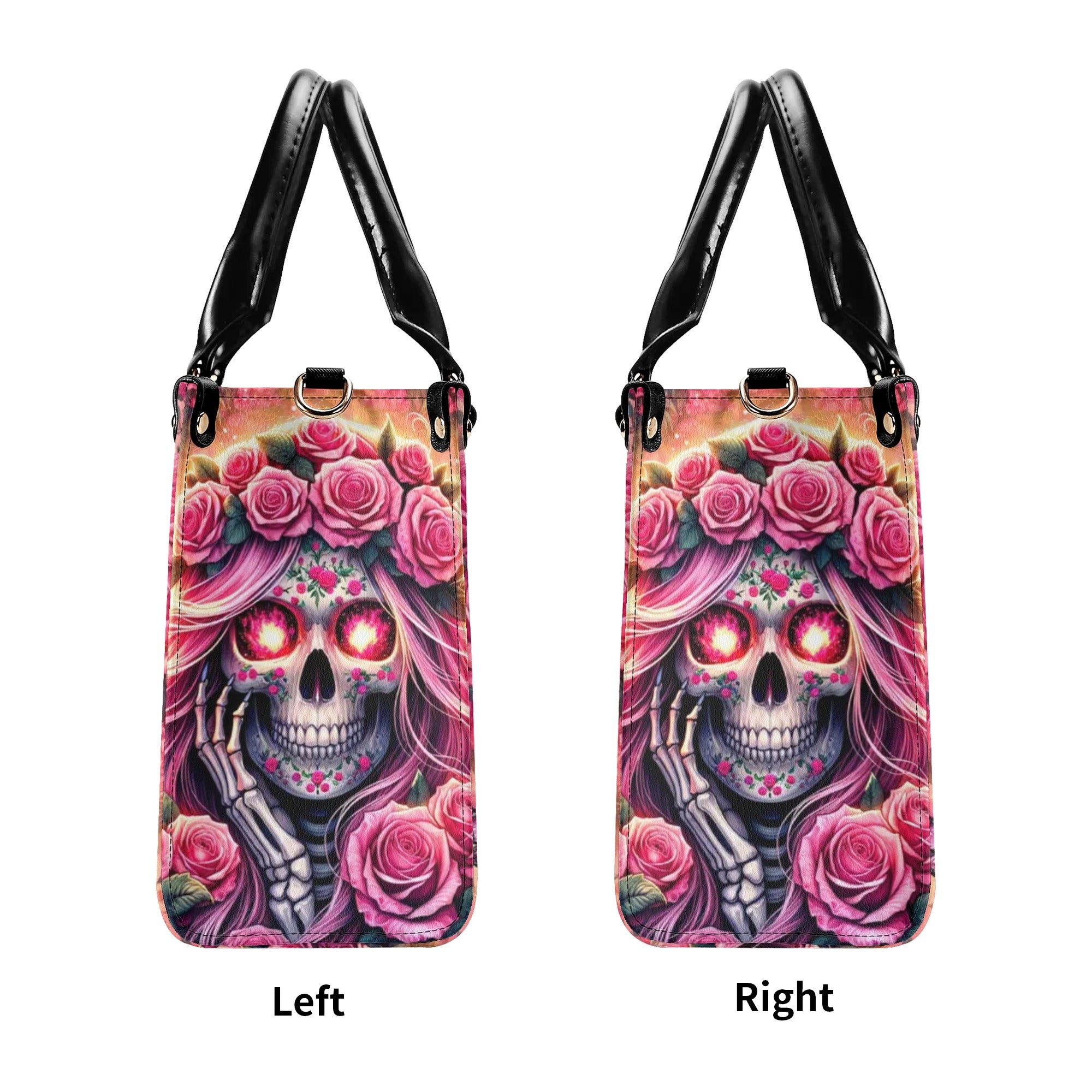 SKULL LADY WITH ROSE LEATHER HANDBAG - TLTR1306244