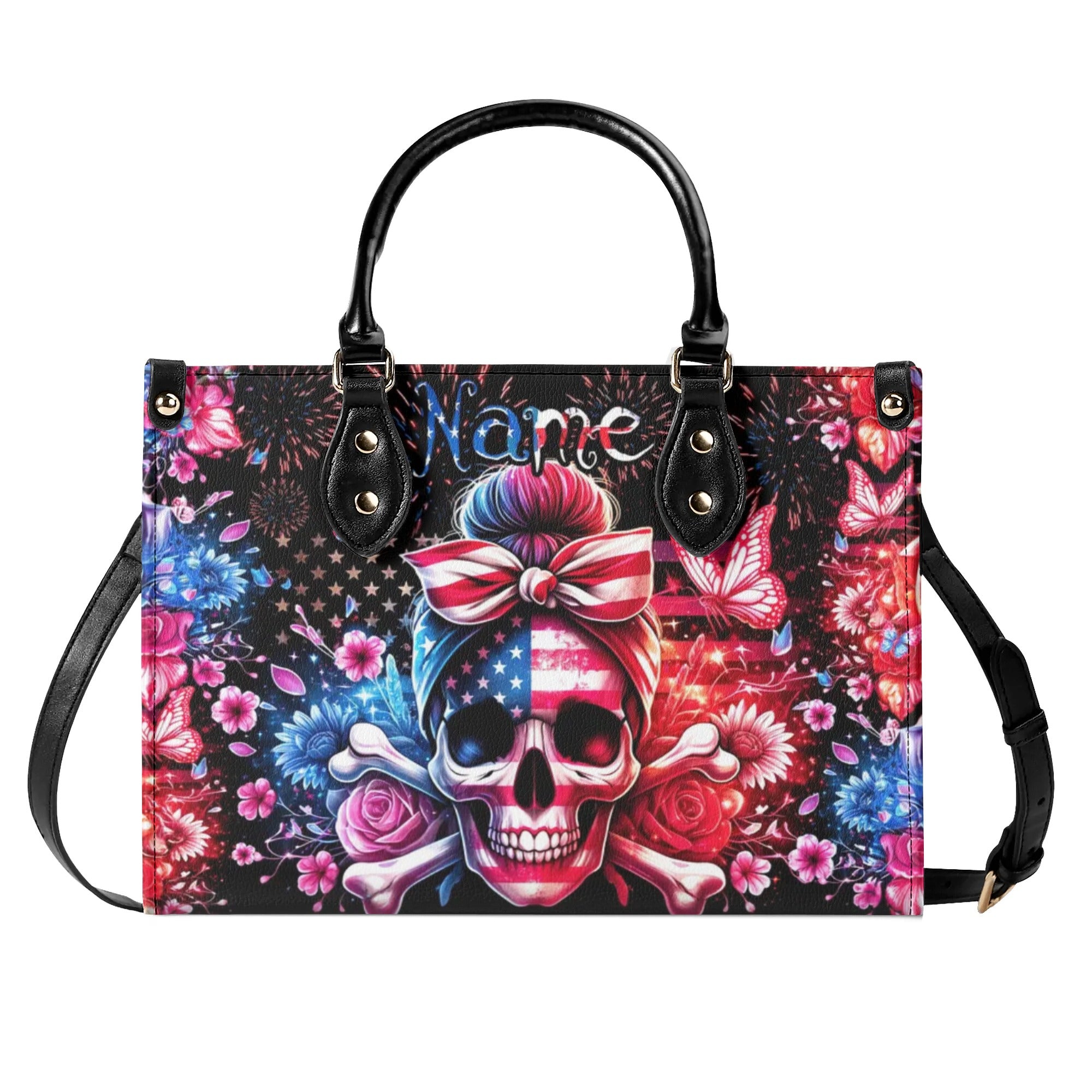 SKULL MESSY BUN LEATHER HANDBAG - TYTM0406243