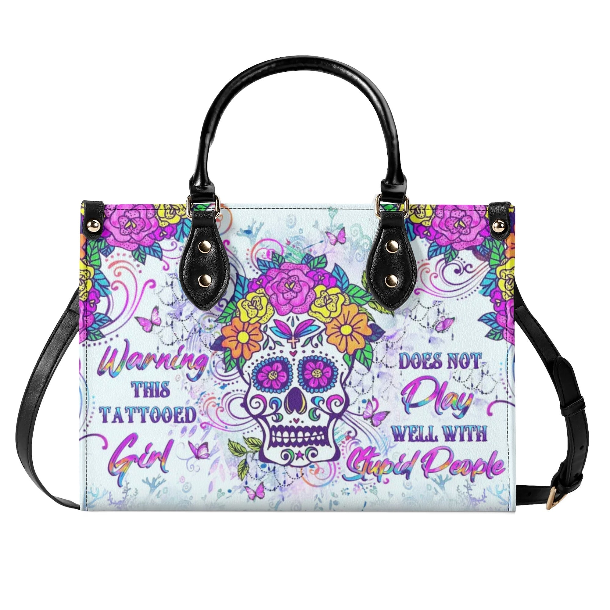 WARNING THIS TATTOOED GIRL LEATHER HANDBAG - YHLT0910244