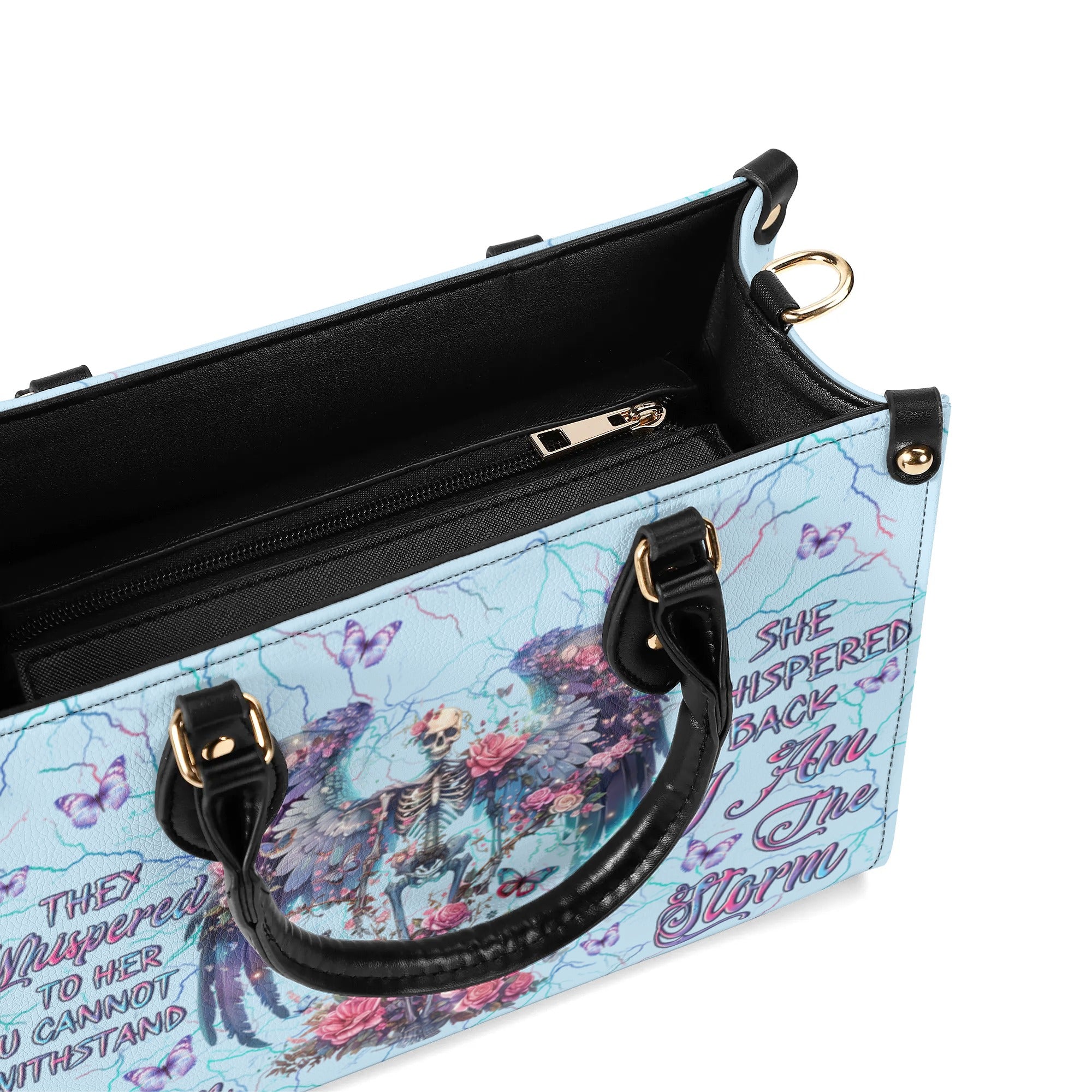 I AM THE STORM SKELETON WINGS LEATHER HANDBAG - YHLN1710244