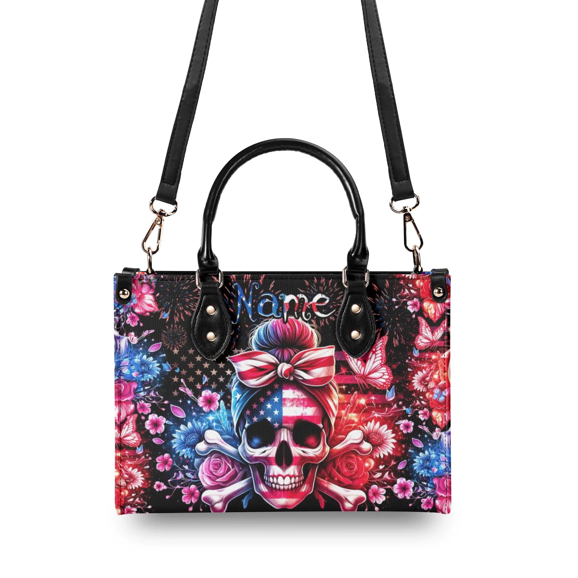 SKULL MESSY BUN LEATHER HANDBAG - TYTM0406243