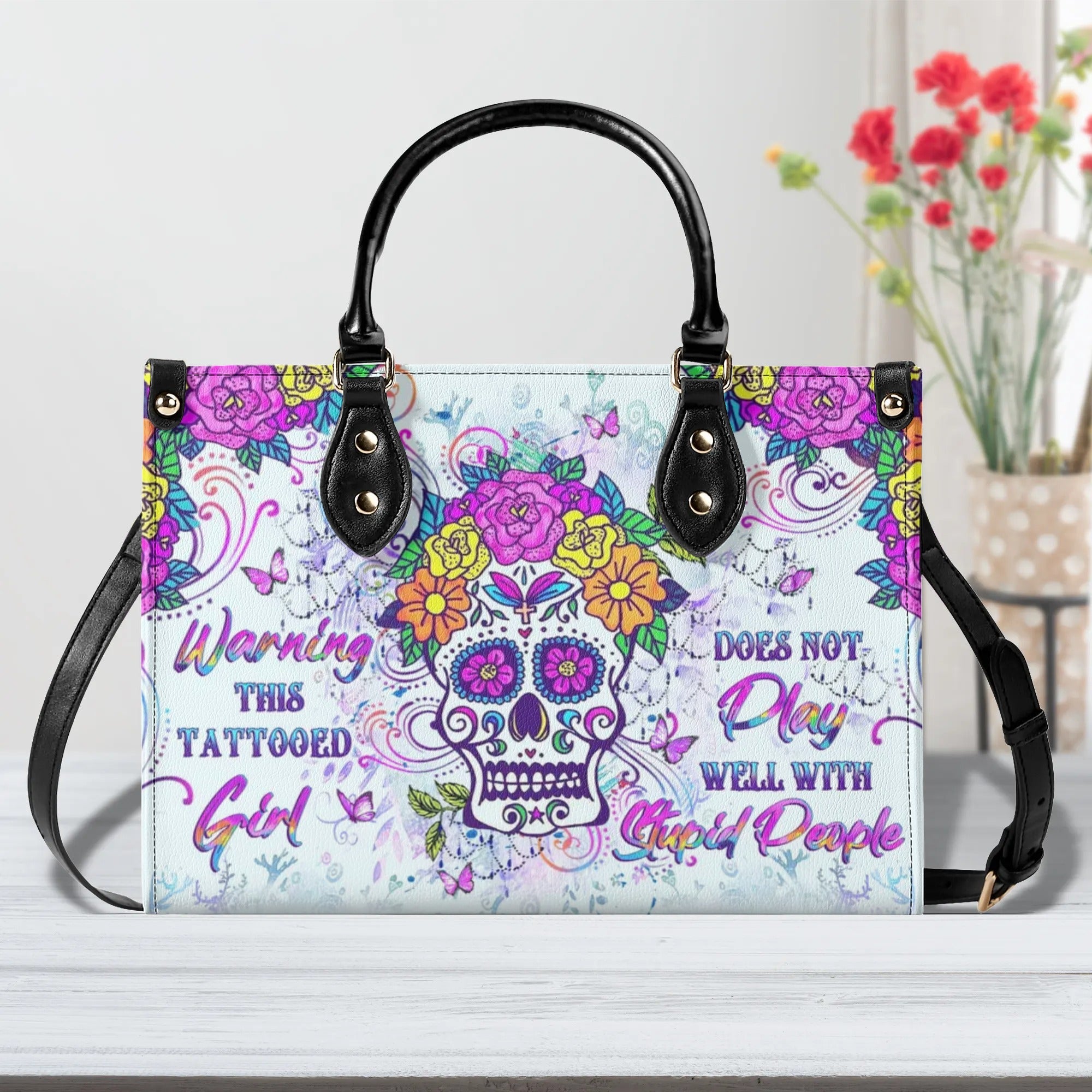 WARNING THIS TATTOOED GIRL LEATHER HANDBAG - YHLT0910244