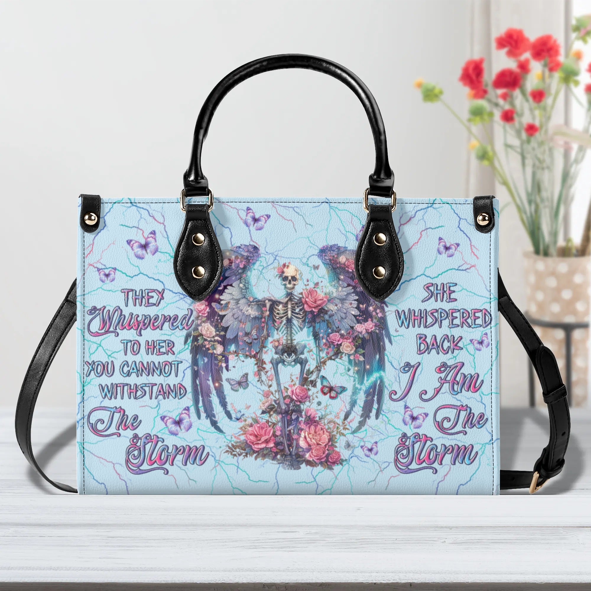 I AM THE STORM SKELETON WINGS LEATHER HANDBAG - YHLN1710244