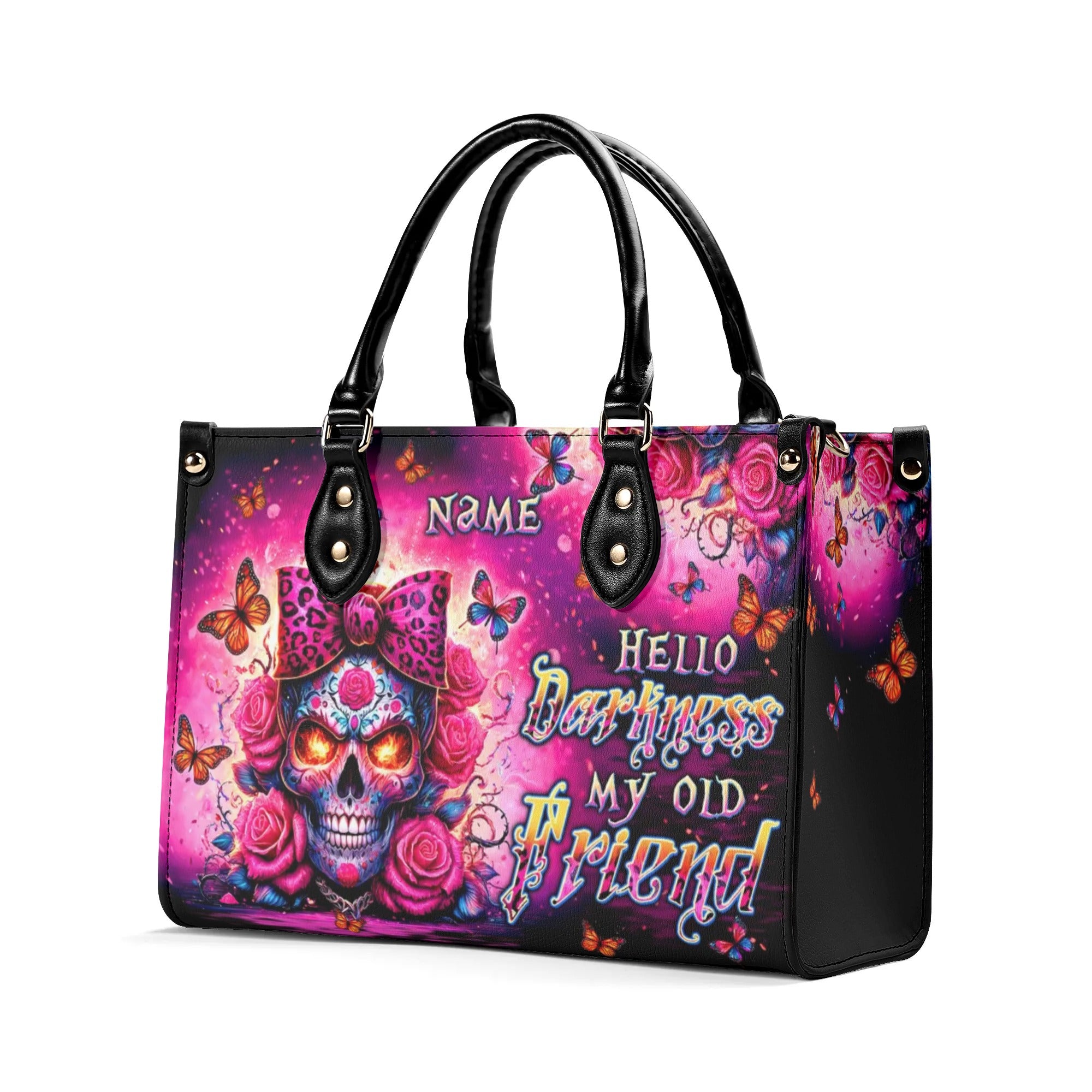 HELLO DARKNESS MY OLD FRIEND SUGAR SKULL LEATHER HANDBAG - TLTW0306241