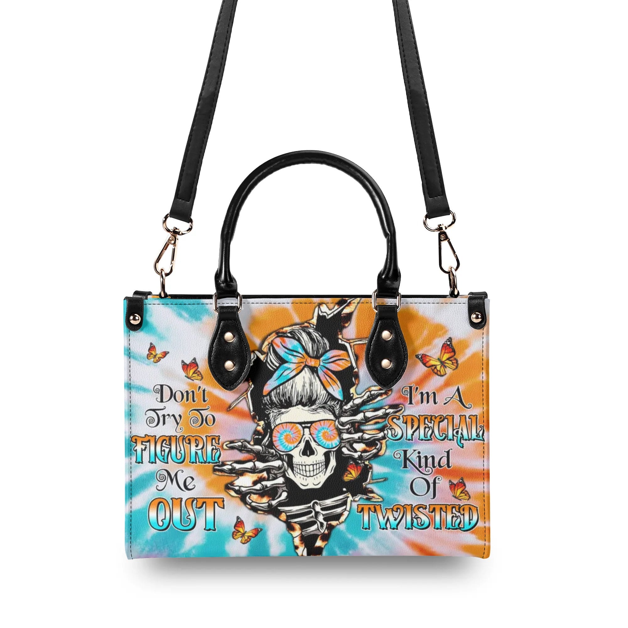 DON'T TRY TO FIGURE ME OUT TIE DYE MESSY BUN LEATHER HANDBAG - TLTW1307241