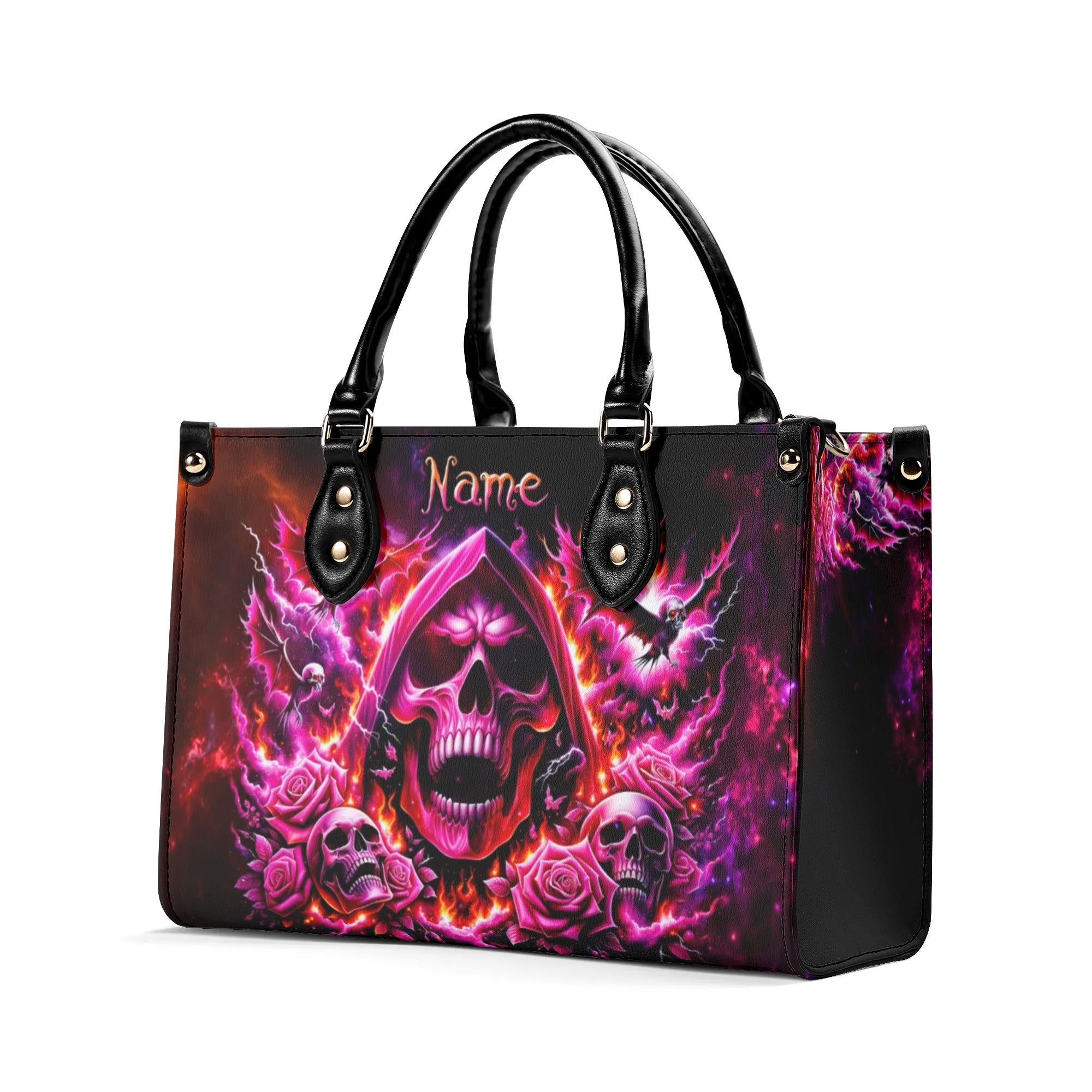 REAPER SKULL ROSE STORM LEATHER HANDBAG - TLTW1006241