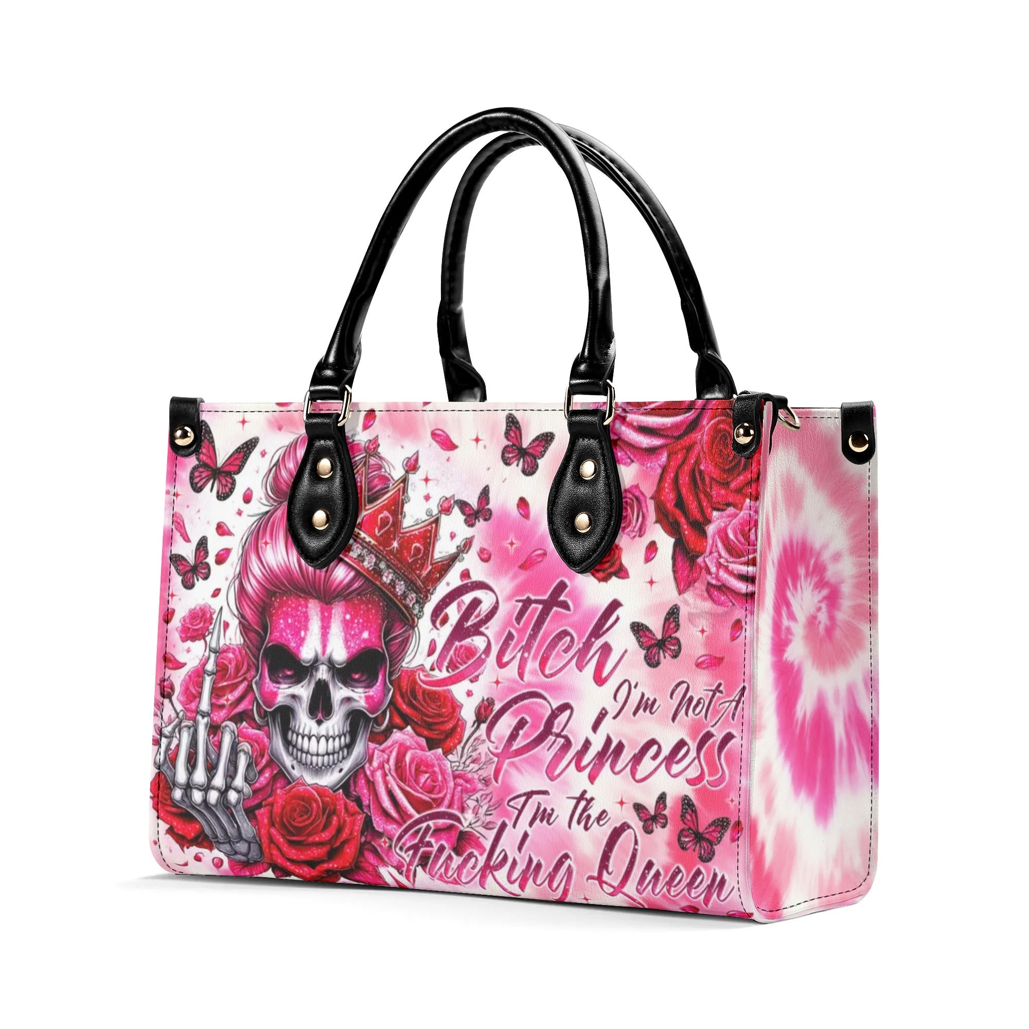 I'M NOT A PRINCESS SKULL LEATHER HANDBAG - TYTM280424