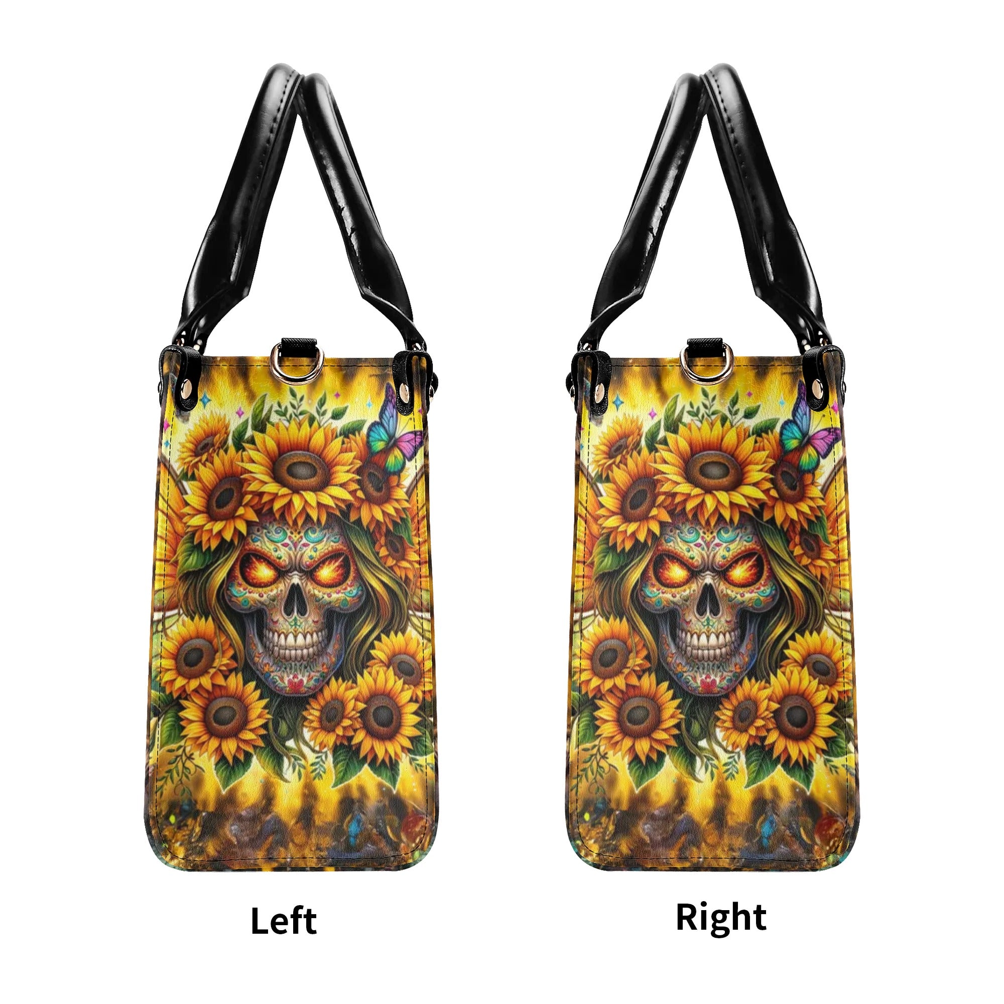 SKULL SUNFLOWER WINGS LEATHER HANDBAG - TLNZ1906244