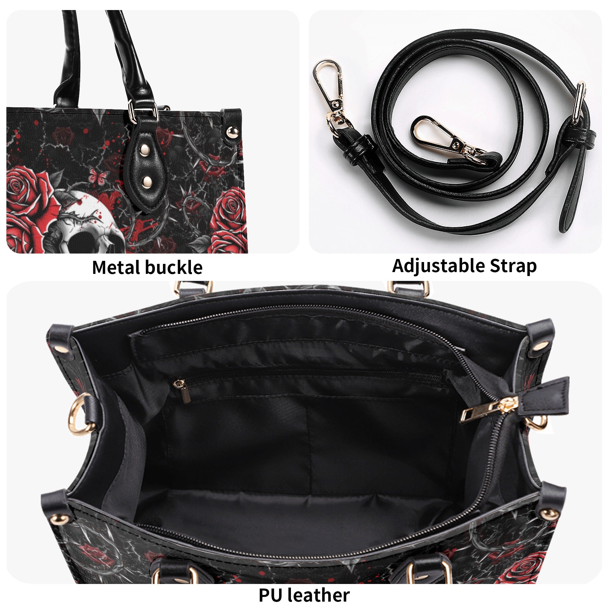 SKULL ROSES LEATHER HANDBAG - YHHG1811244