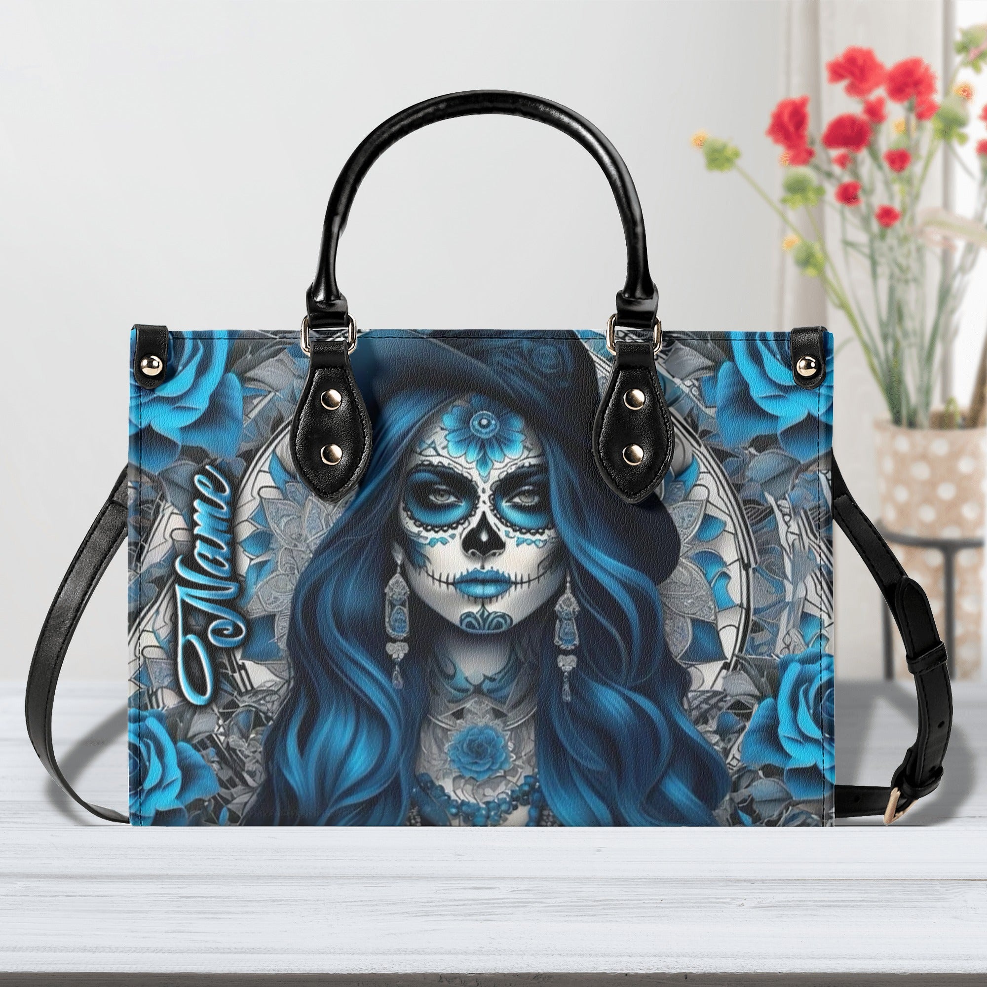 SUGAR SKULL LADY LEATHER HANDBAG - YHLN0412244