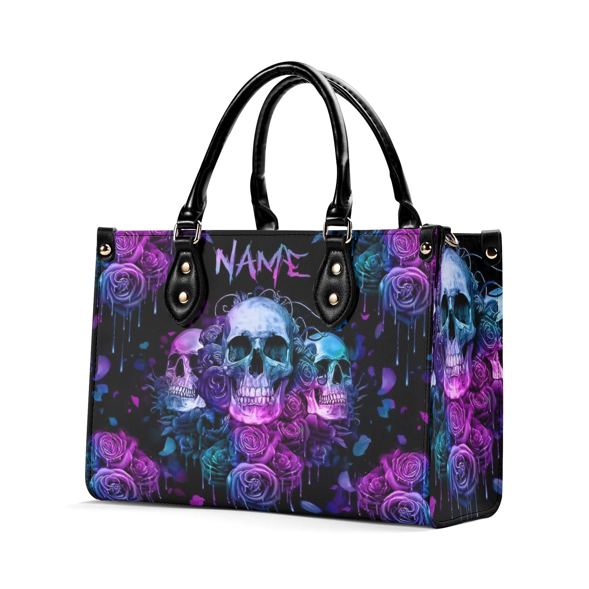 THREE SKULLS ROSE LEATHER HANDBAG - TLNZ2608243