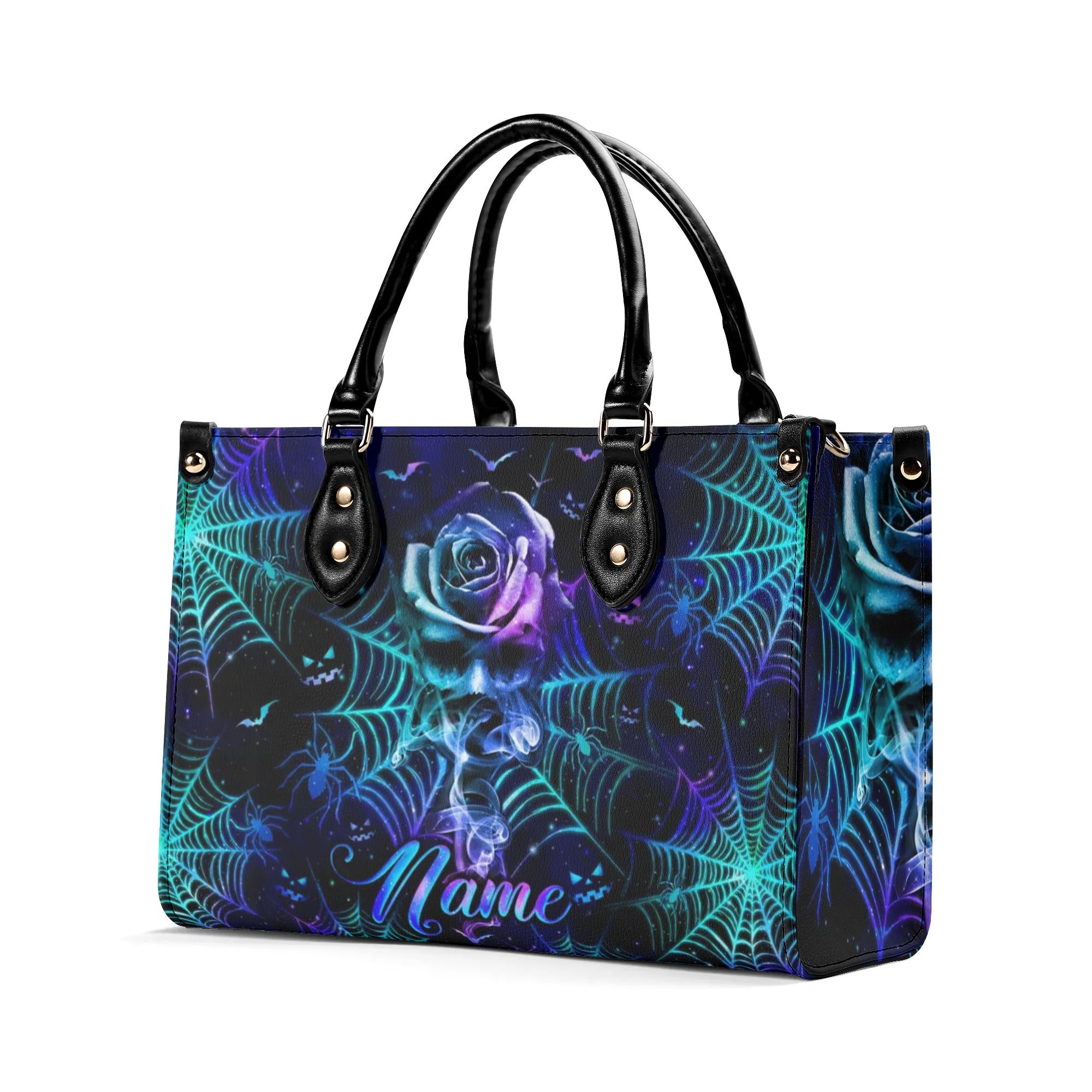 SMOKE ROSE SKULL HALLOWEEN LEATHER HANDBAG - TLNO1308244