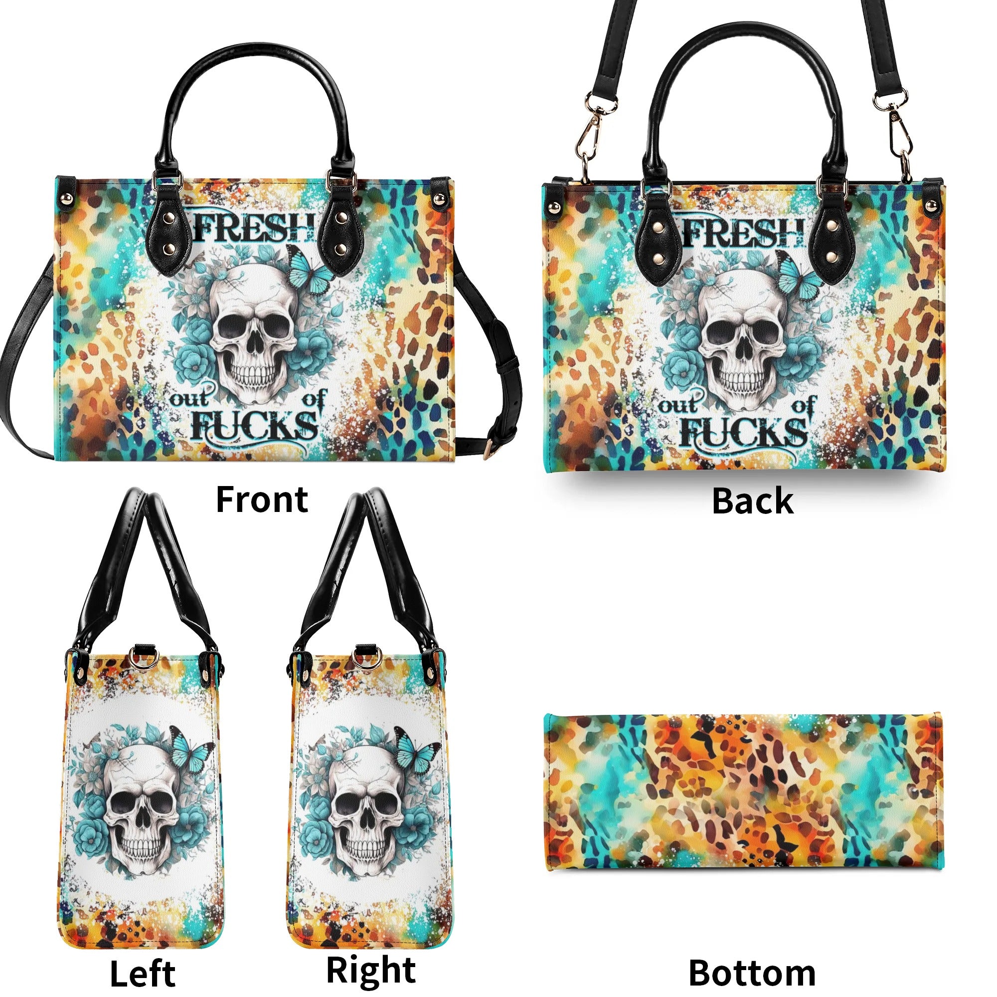 FRESH OUT OF F SKULL LEOPARD LEATHER HANDBAG - TLNZ1609243