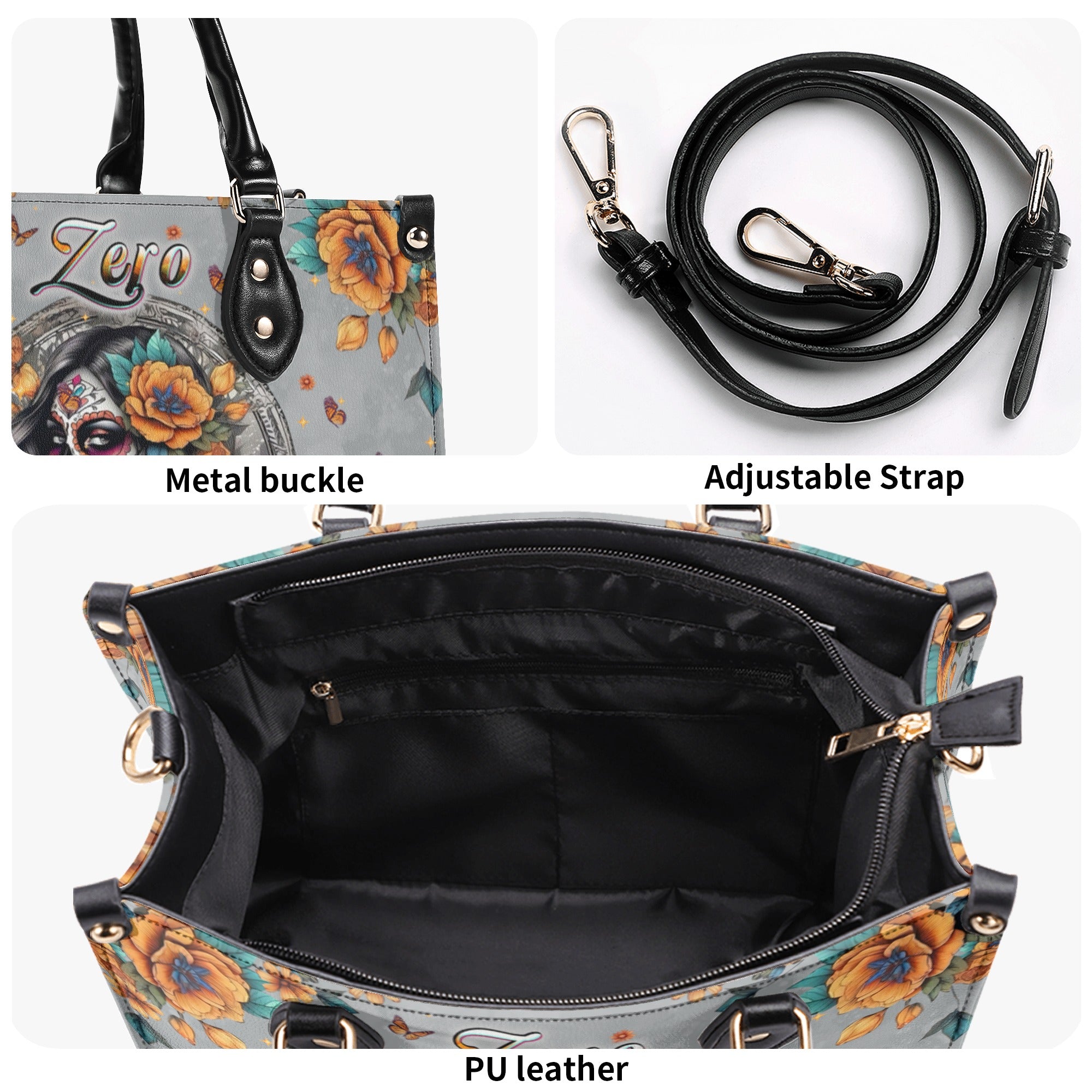 ZERO F GIVEN SUGAR SKULL LEATHER HANDBAG  - TLPQ1710244