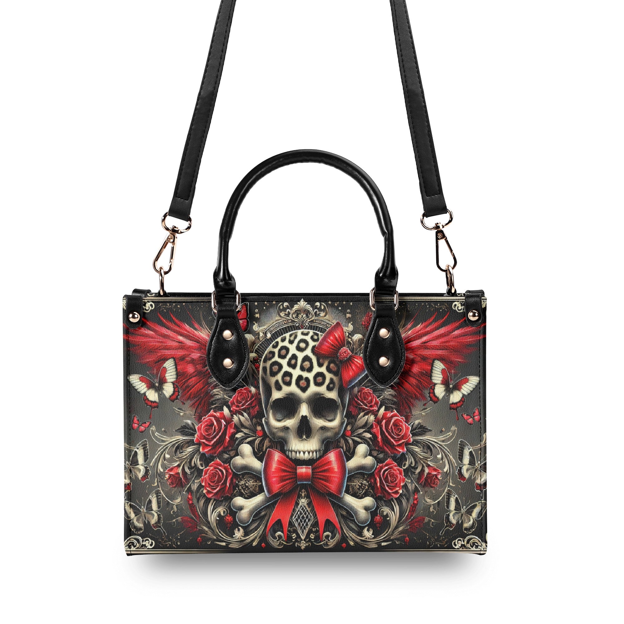 SKULL WITH WINGS LEATHER HANDBAG  - TLNO0503253