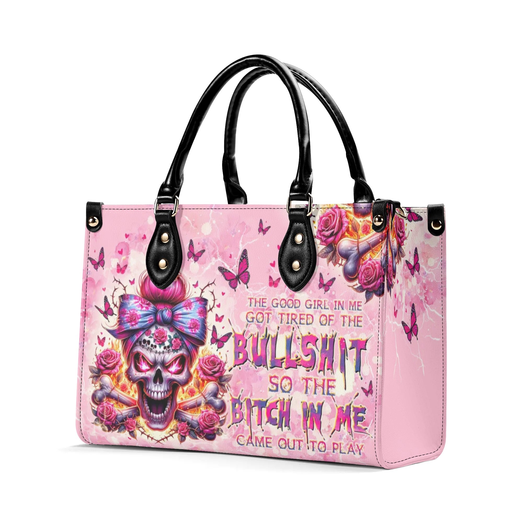 THE GOOD GIRL IN ME MESSY BUN SKULL LEATHER HANDBAG - TLTW0606246