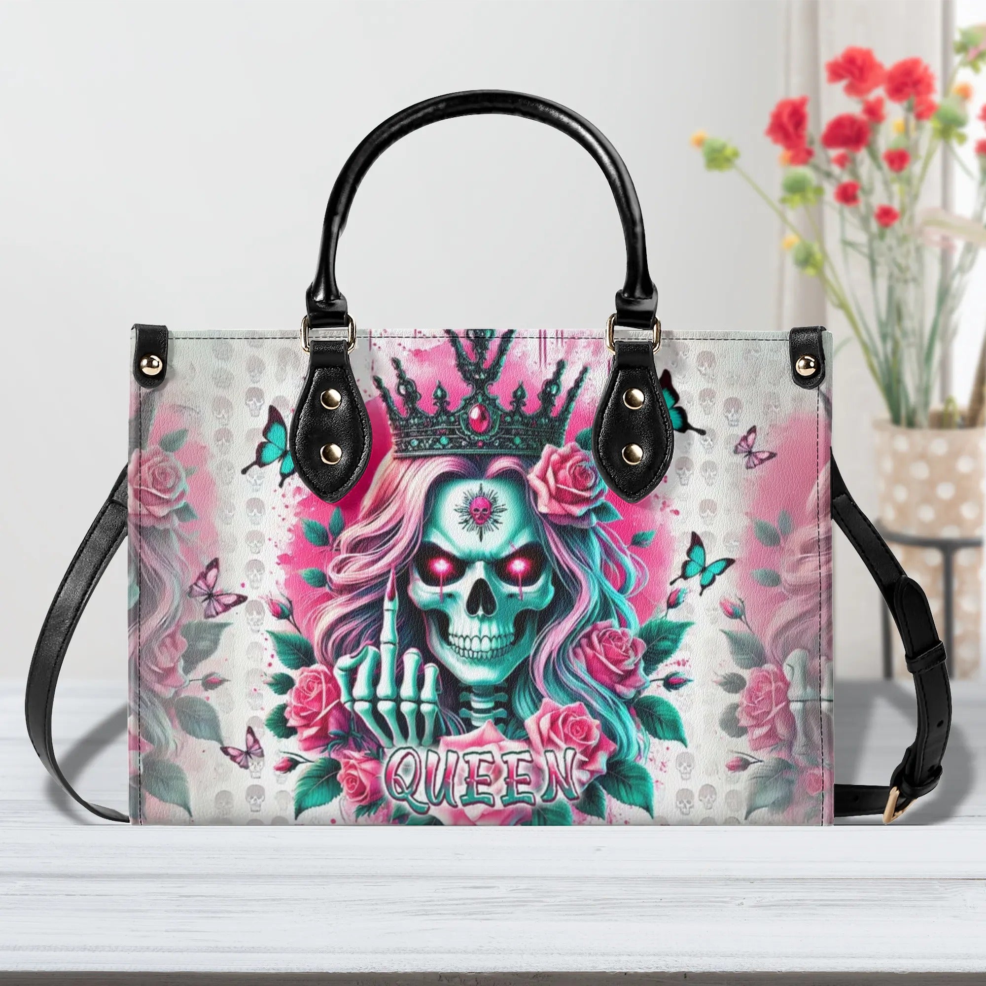 SKULL QUEEN LEATHER HANDBAG - TLPQ2106244