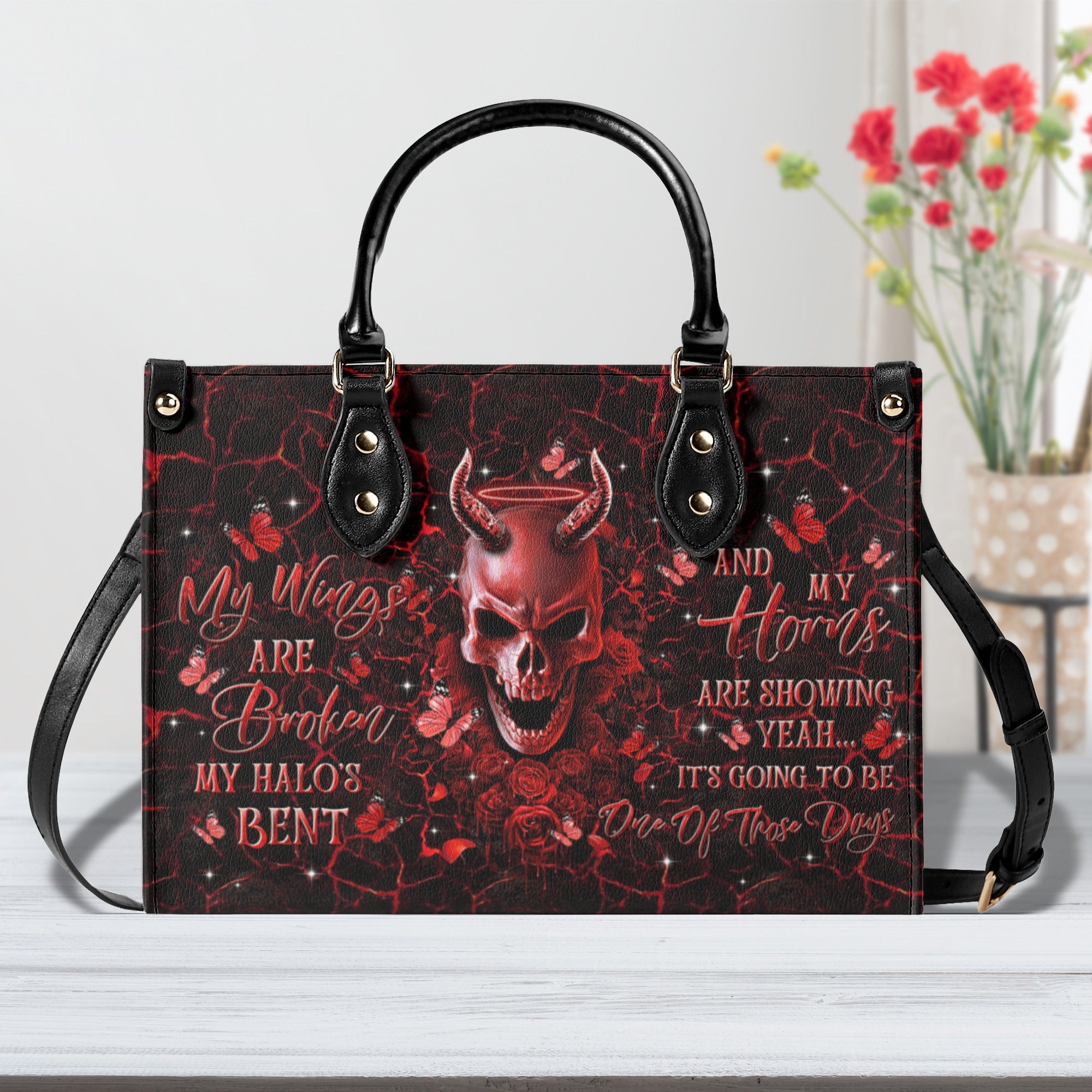 IT'S GOING TO BE ONE OF THOSE DAYS SKULL LEATHER HANDBAG  - TLTR3010247