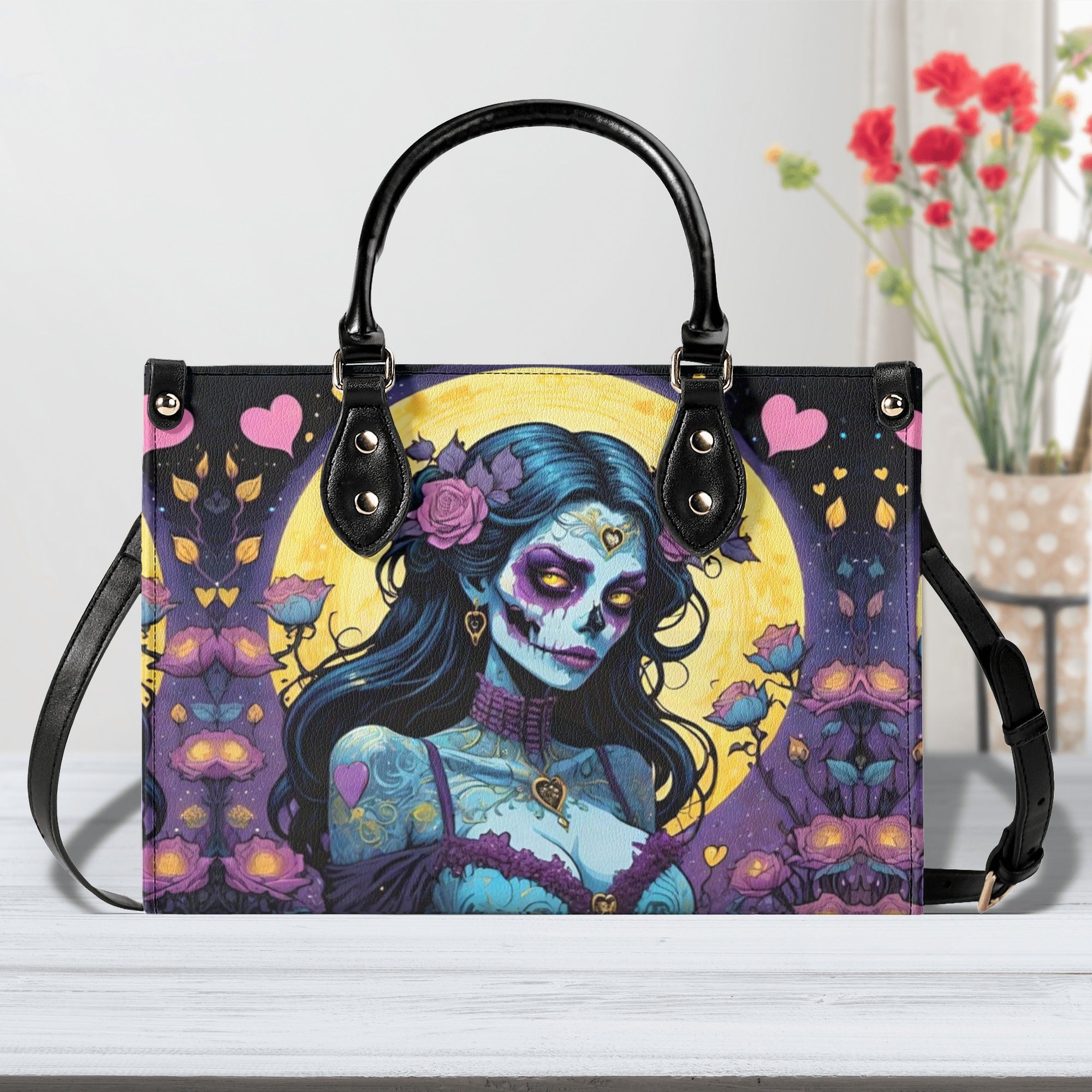 SUGAR SKULL LADY LEATHER HANDBAG - YHLT2012244