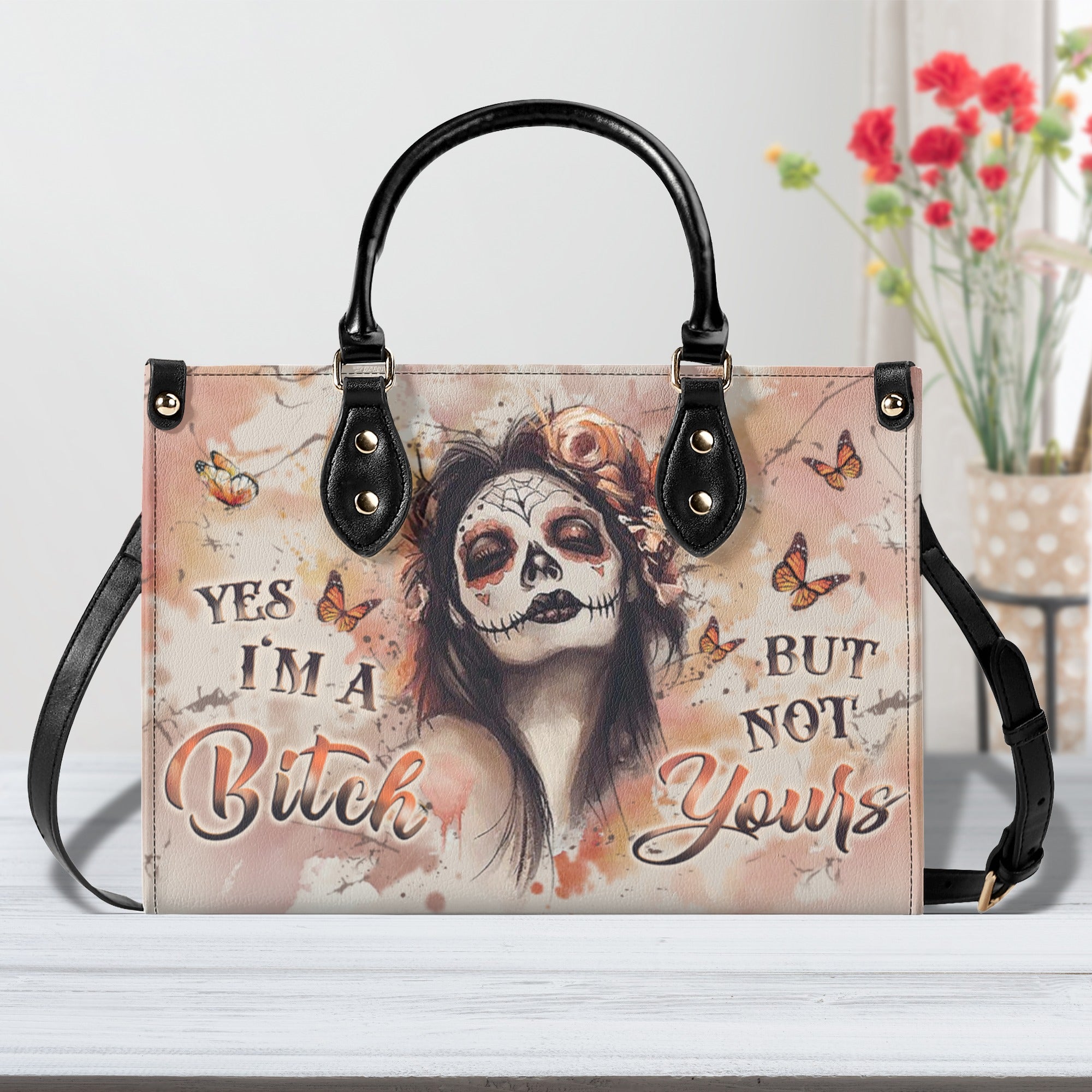 YES I'M A B BUT NOT YOURS LEATHER HANDBAG - YHLT2511245