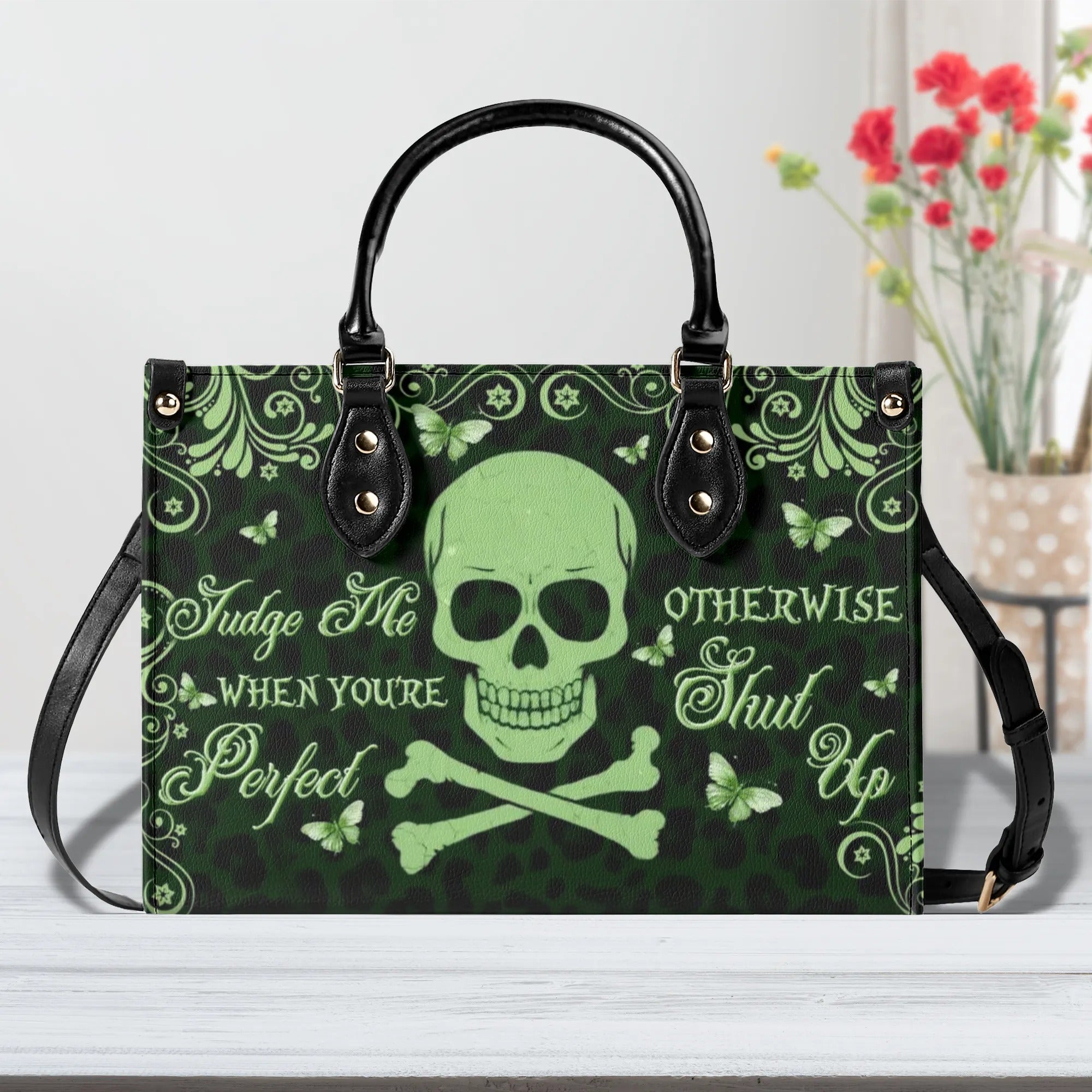 JUDGE ME WHEN YOU'RE PERFECT LEATHER HANDBAG - YHLN0410244