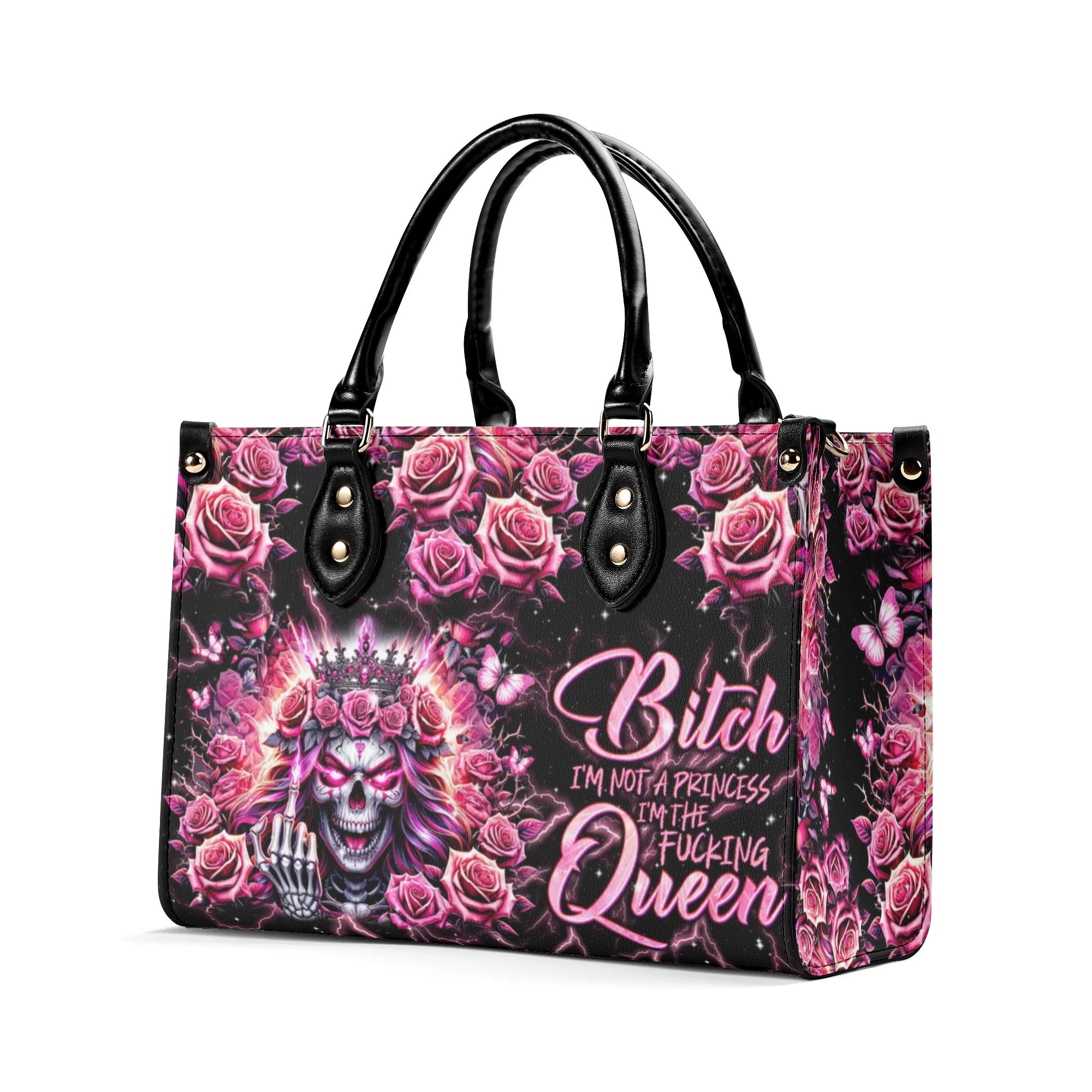 I'M THE FKING QUEEN SKULL LEATHER HANDBAG - TLNT1706244