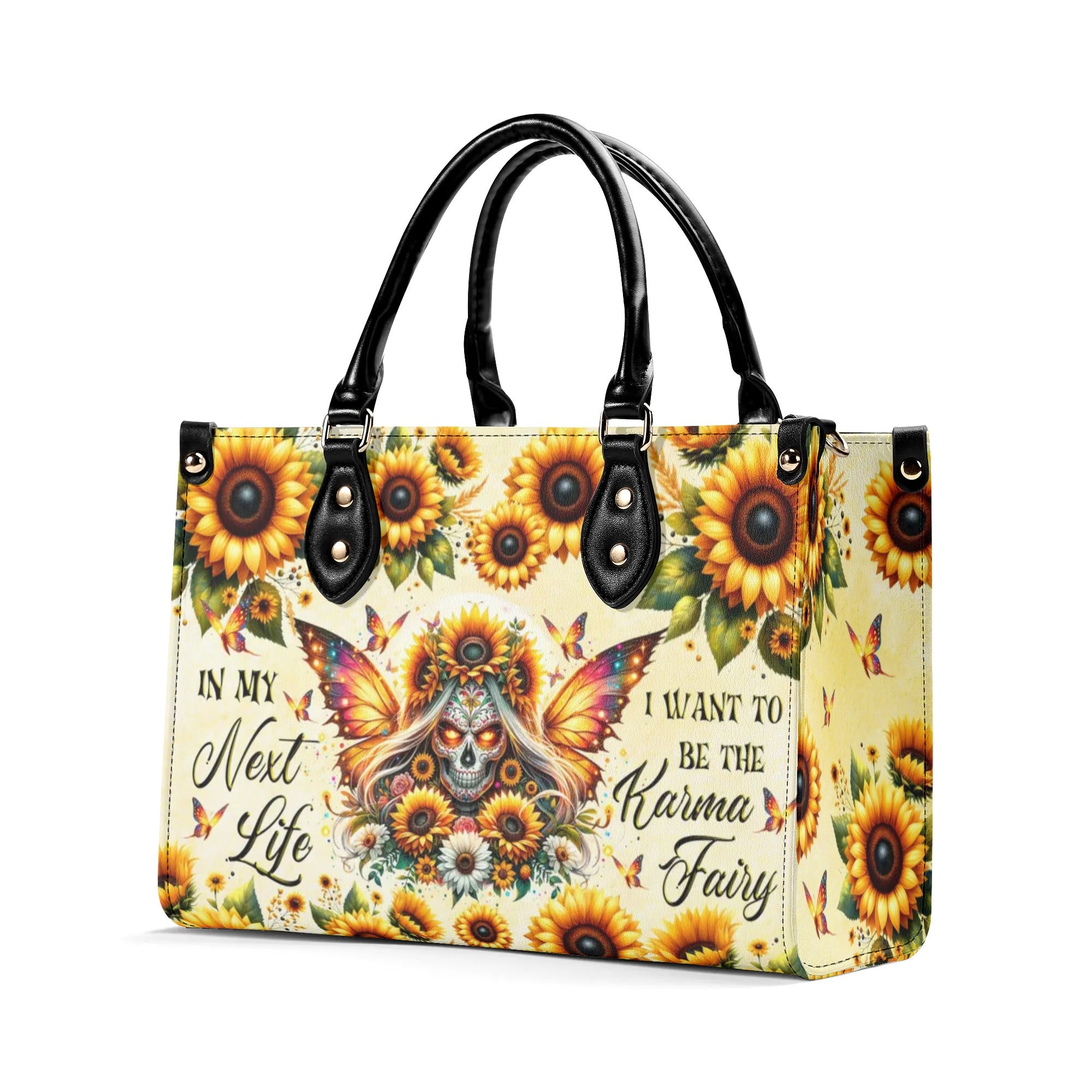 KARMA FAIRY SUGAR SKULL SUNFLOWER LEATHER HANDBAG - TLTR2106244