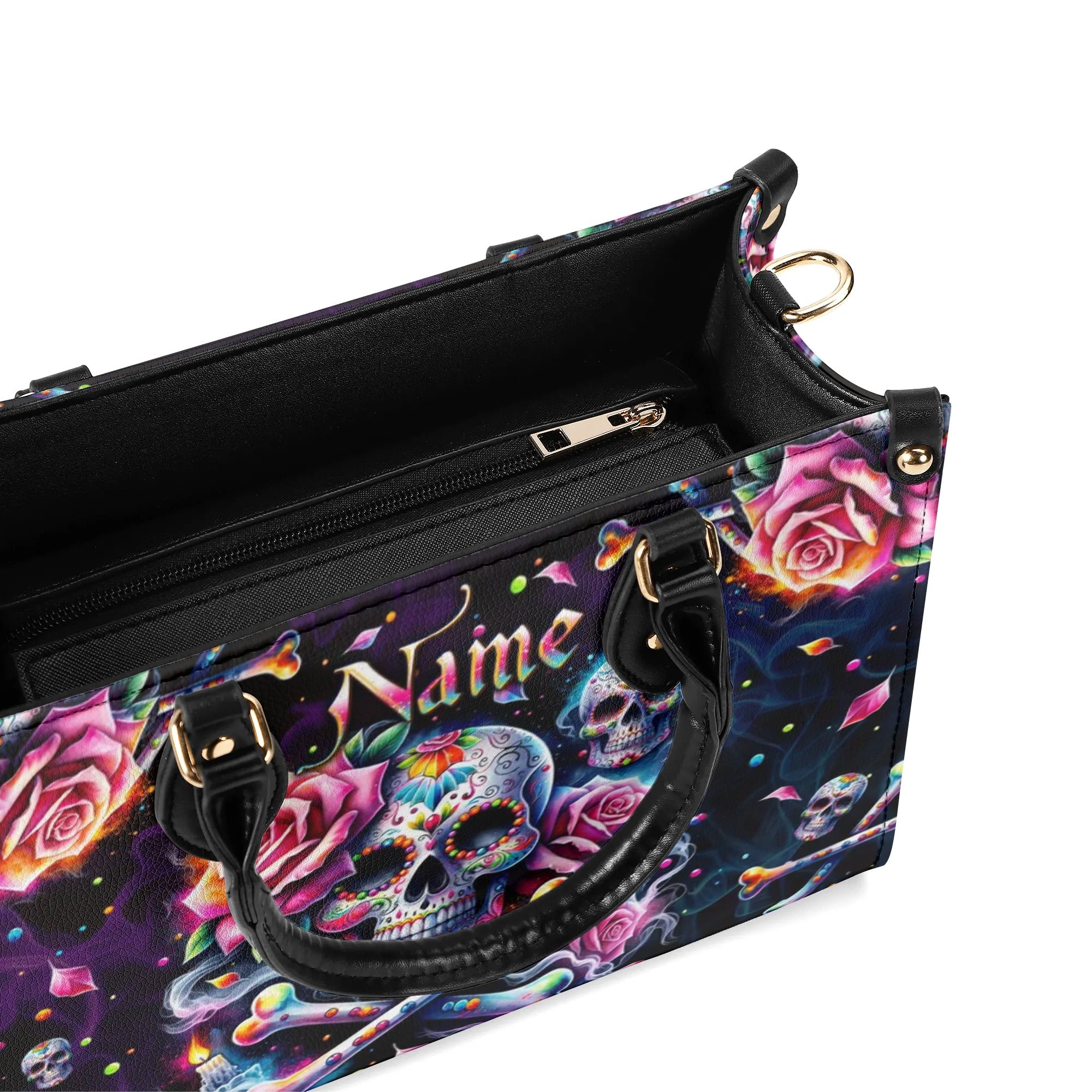 SKULL BONES ROSE LEATHER HANDBAG - TLPQ1807244