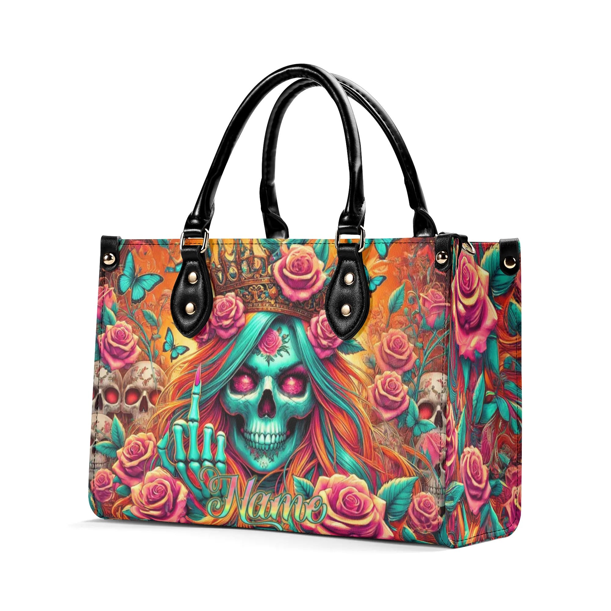 QUEEN SKULL LADY LEATHER HANDBAG - TLNZ2207242