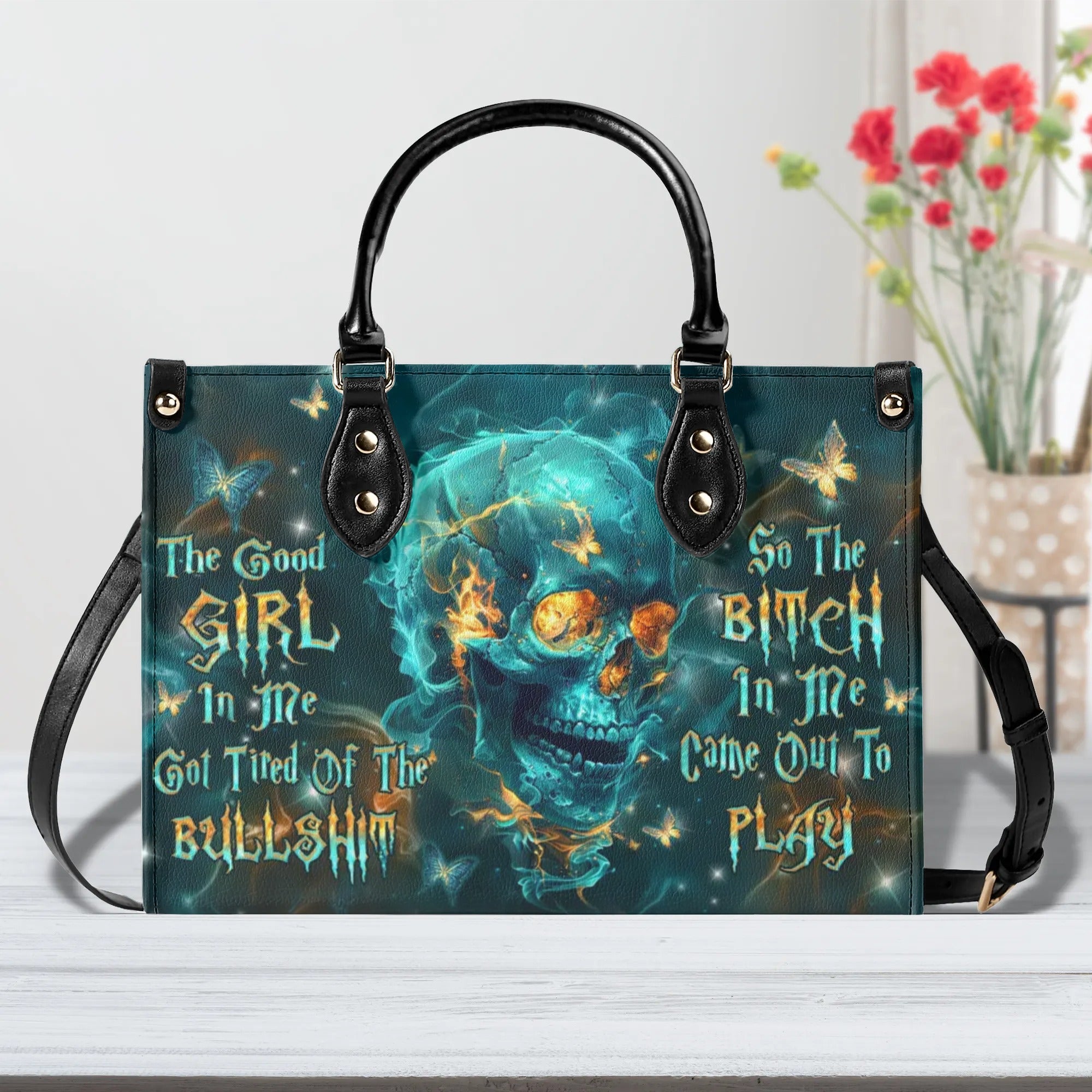 THE GOOD GIRL IN ME GOT TIRED LEATHER HANDBAG - YHHN2609244