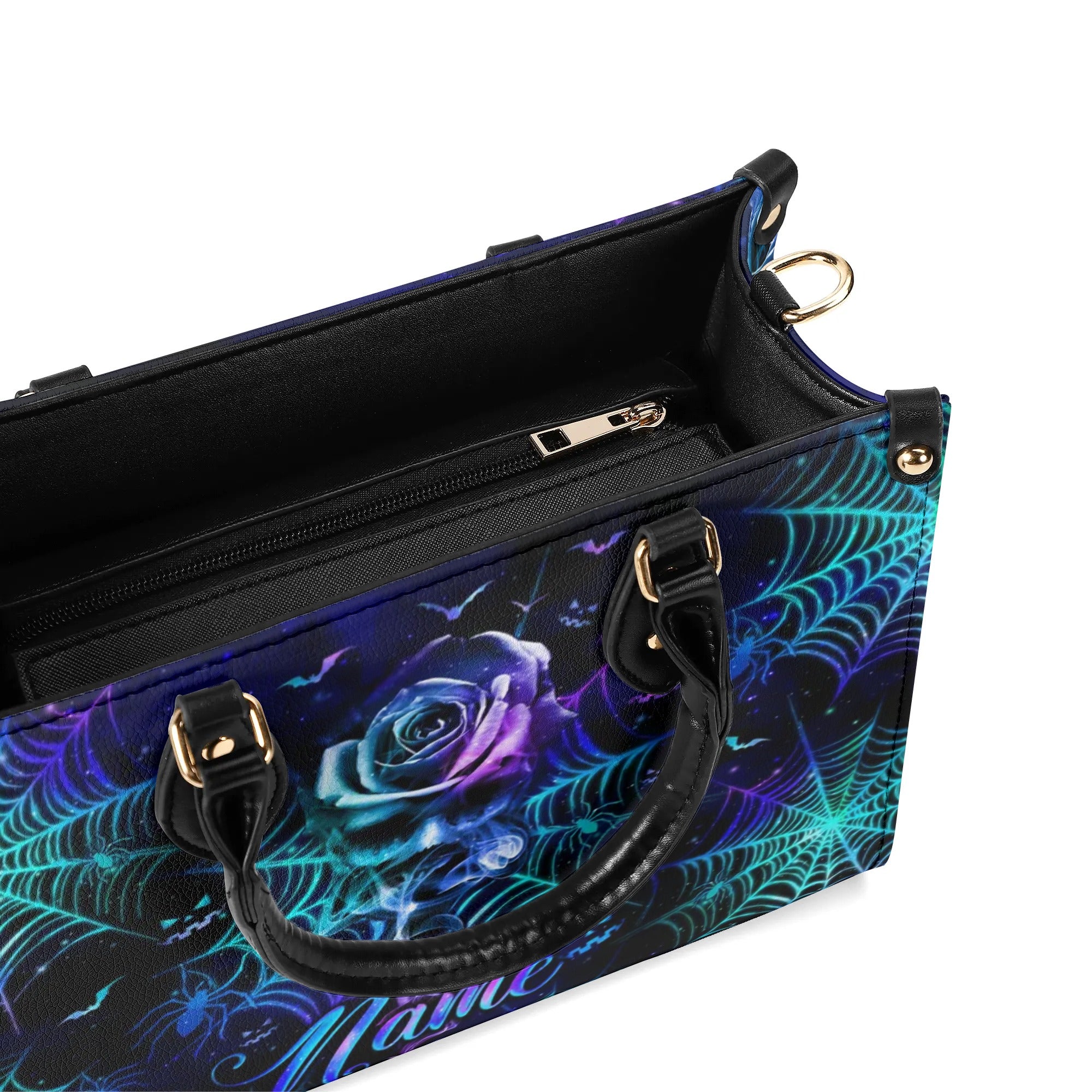 SMOKE ROSE SKULL HALLOWEEN LEATHER HANDBAG - TLNO1308244