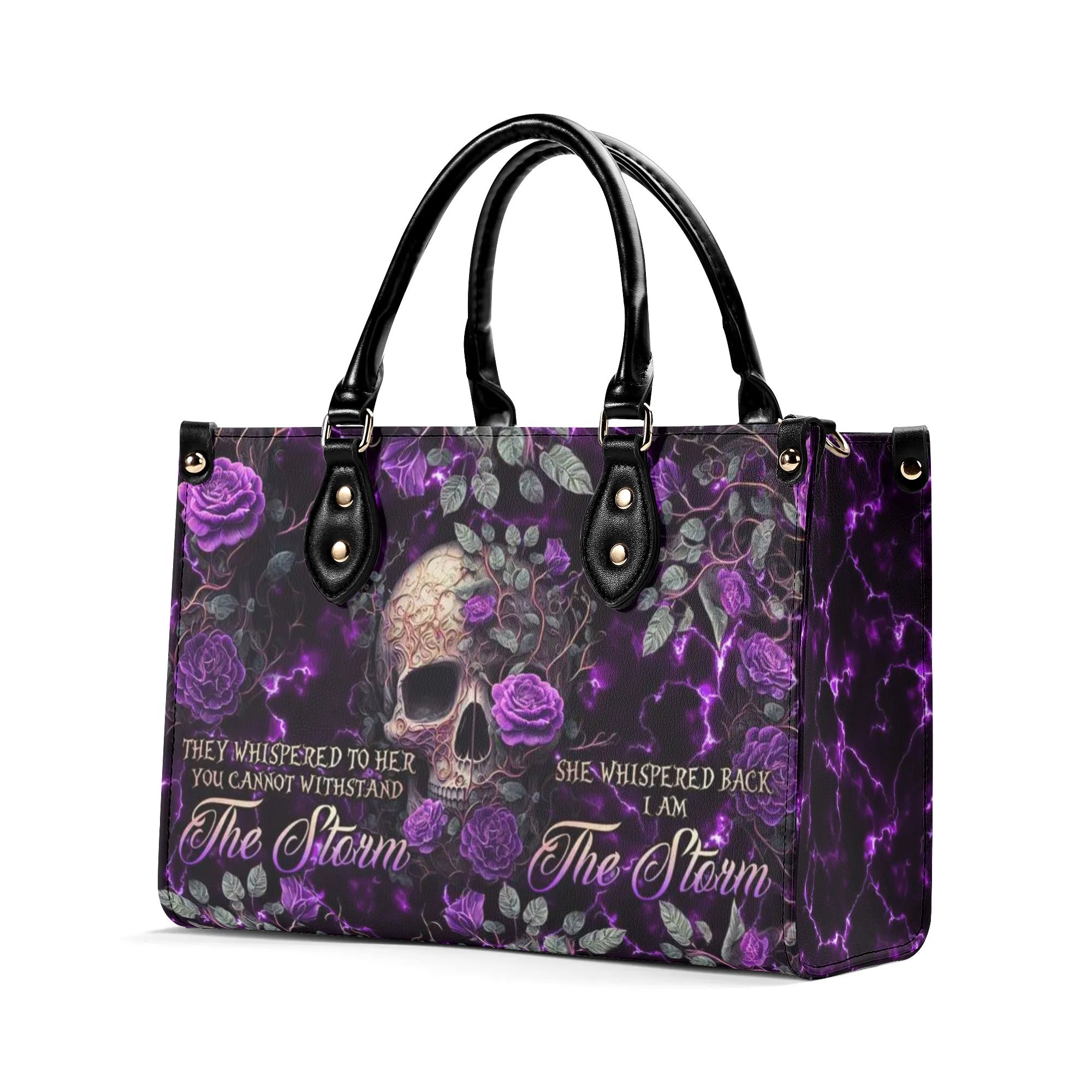 I AM THE STORM ROSE SKULL LEATHER HANDBAG - TLNO0606242